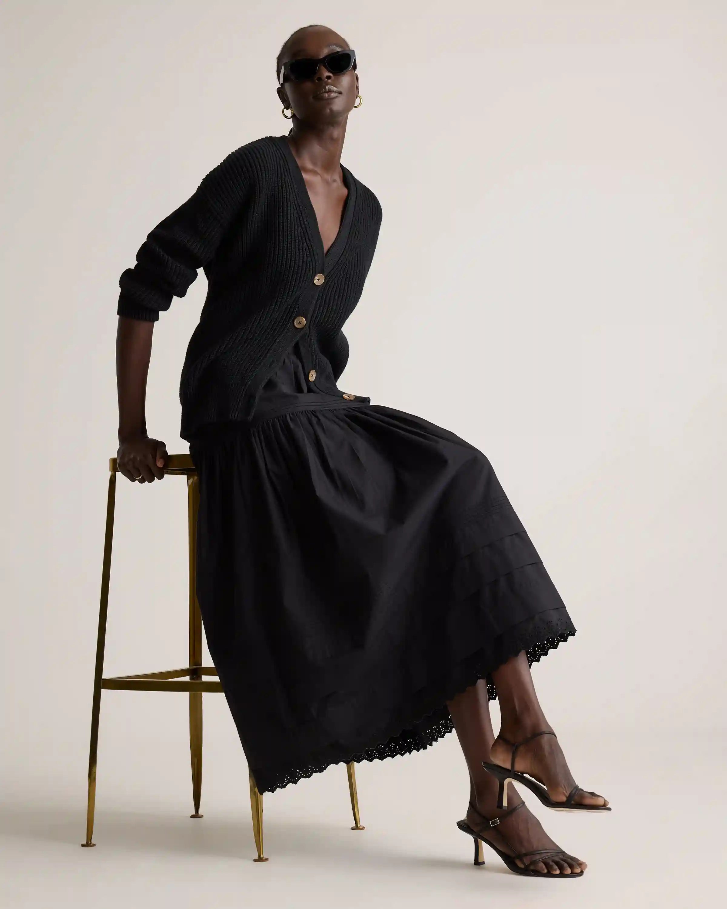 100% Organic Cotton Poplin Pintuck Maxi Skirt