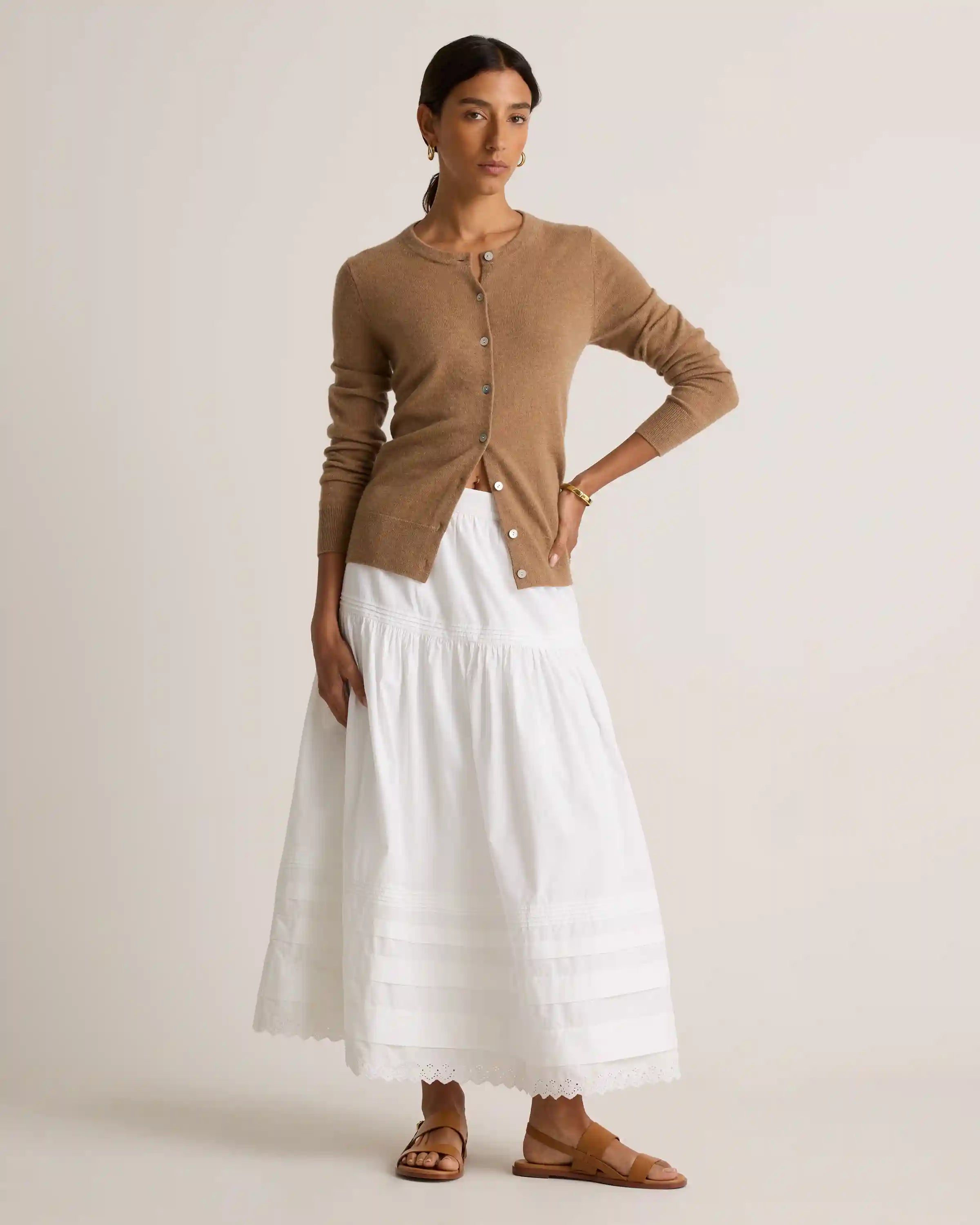 100% Organic Cotton Poplin Pintuck Maxi Skirt