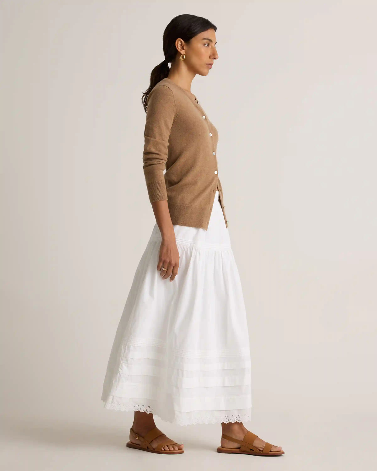 100% Organic Cotton Poplin Pintuck Maxi Skirt