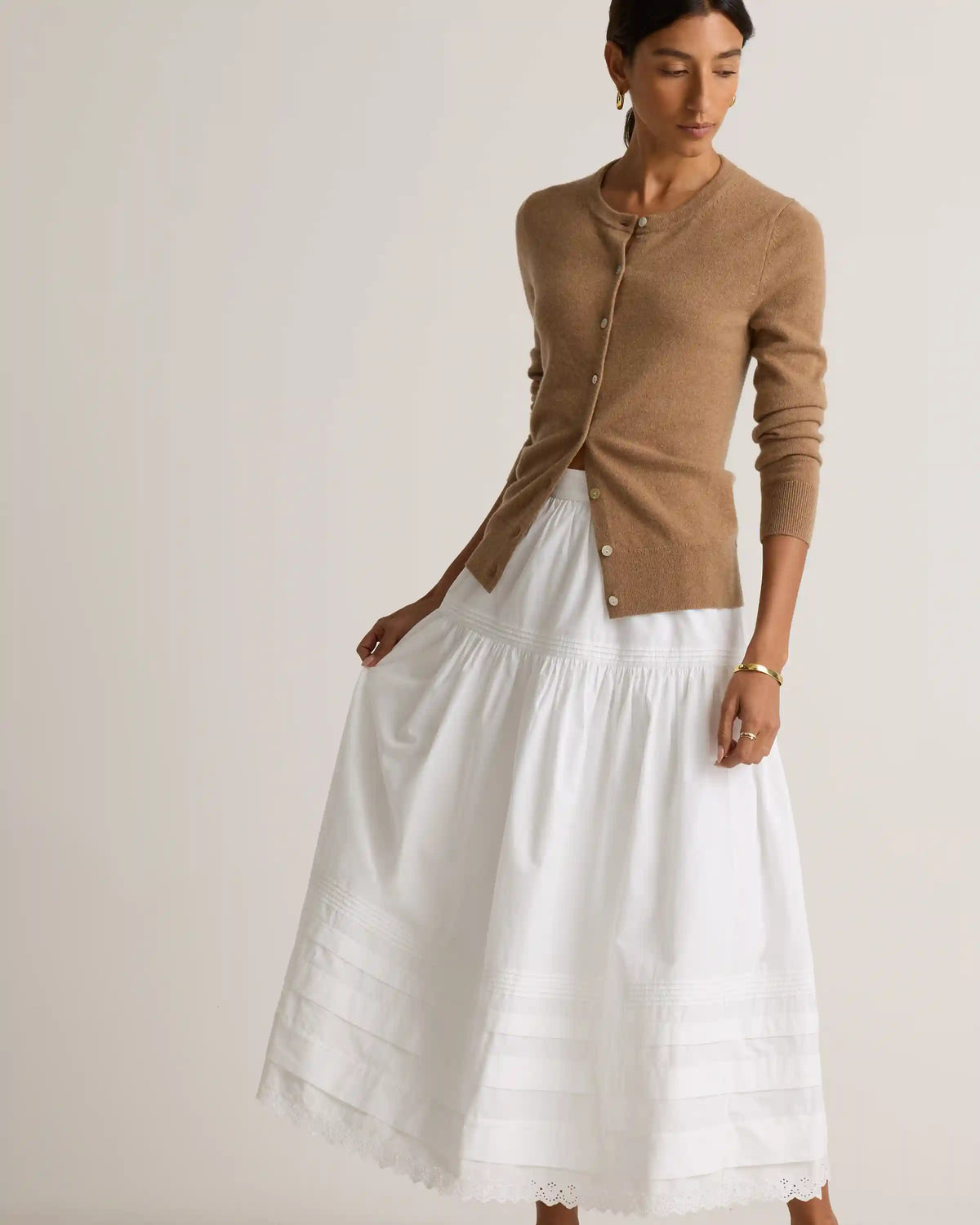 100% Organic Cotton Poplin Pintuck Maxi Skirt