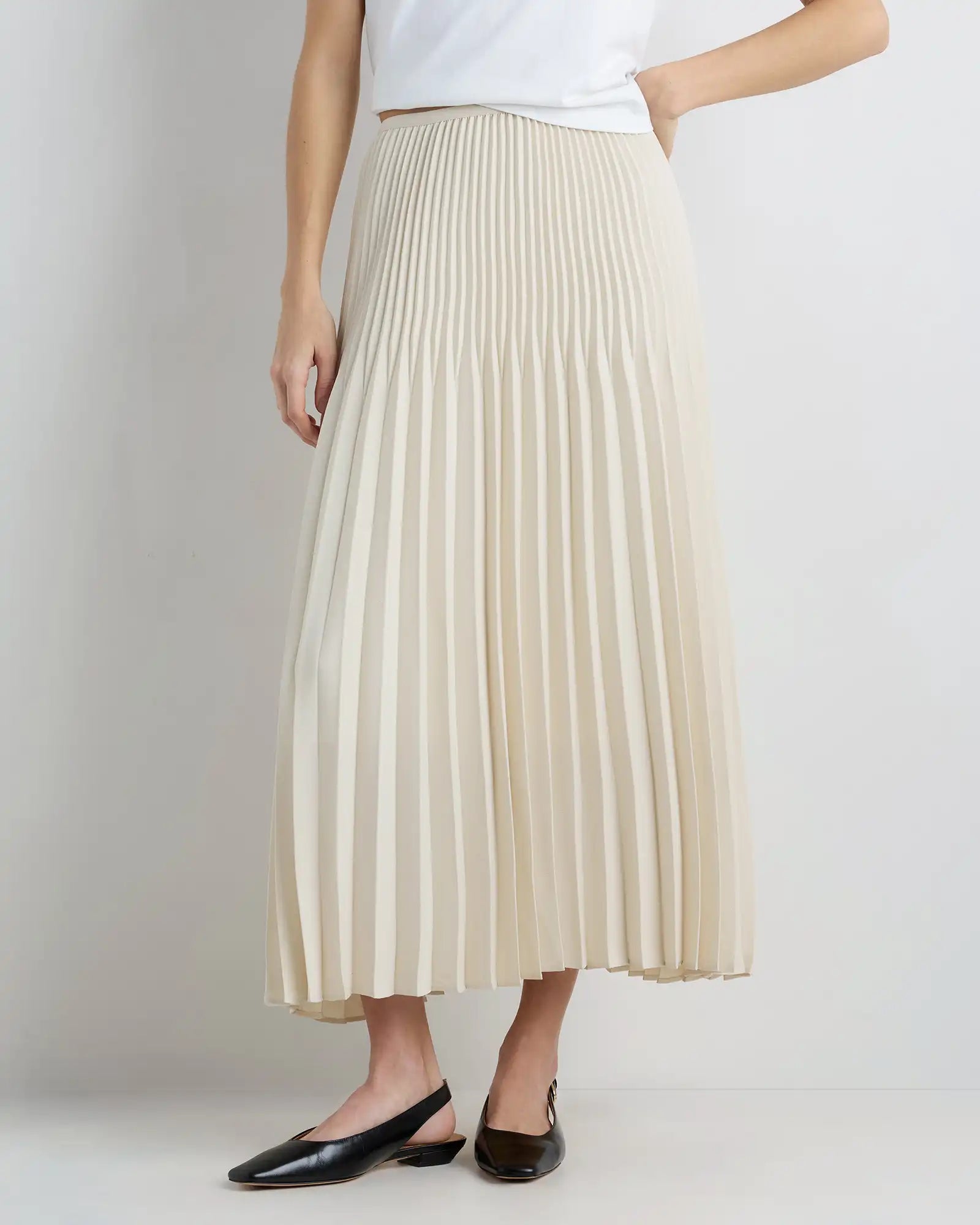 Pleated Matte Midi Skirt