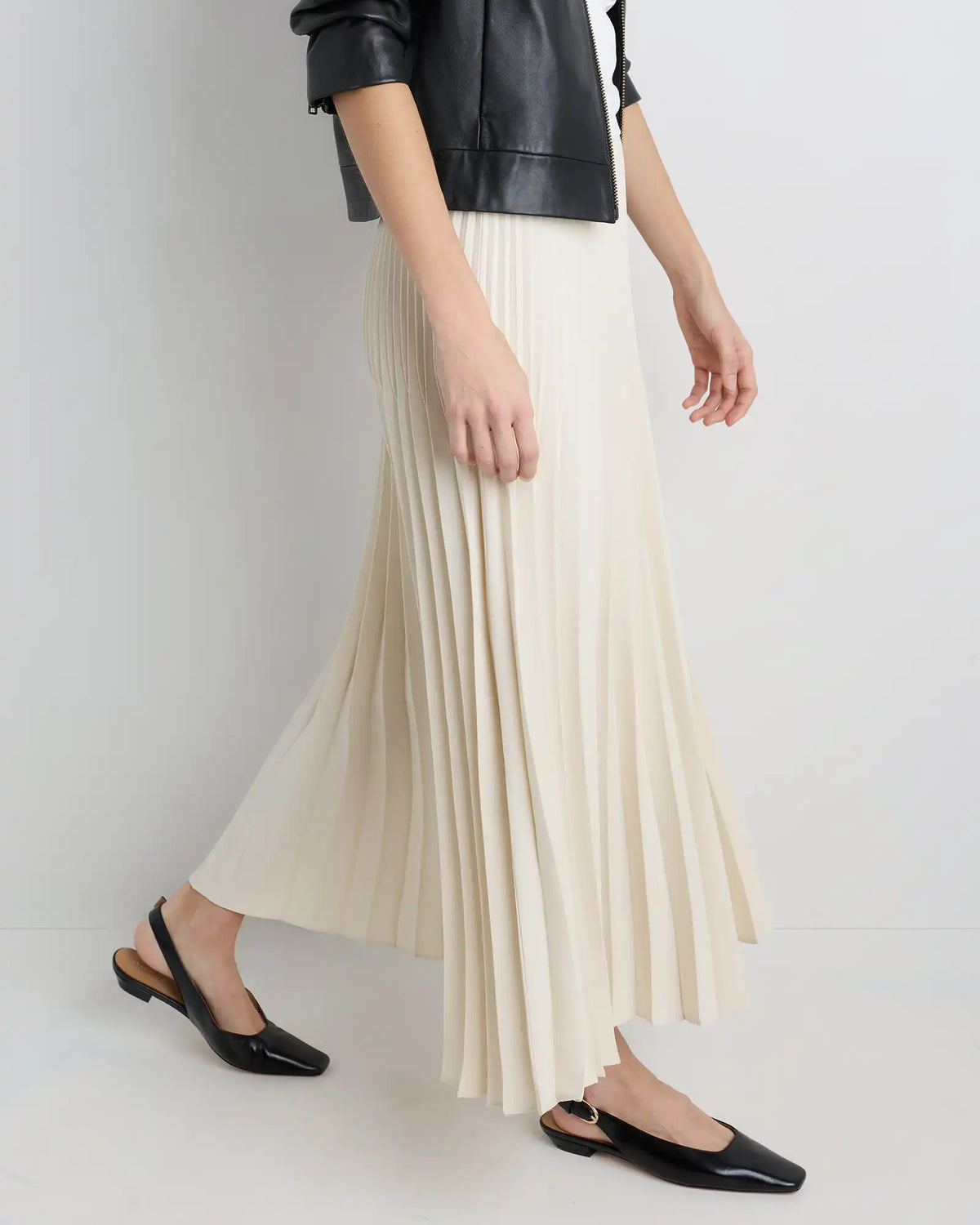 Pleated Matte Midi Skirt