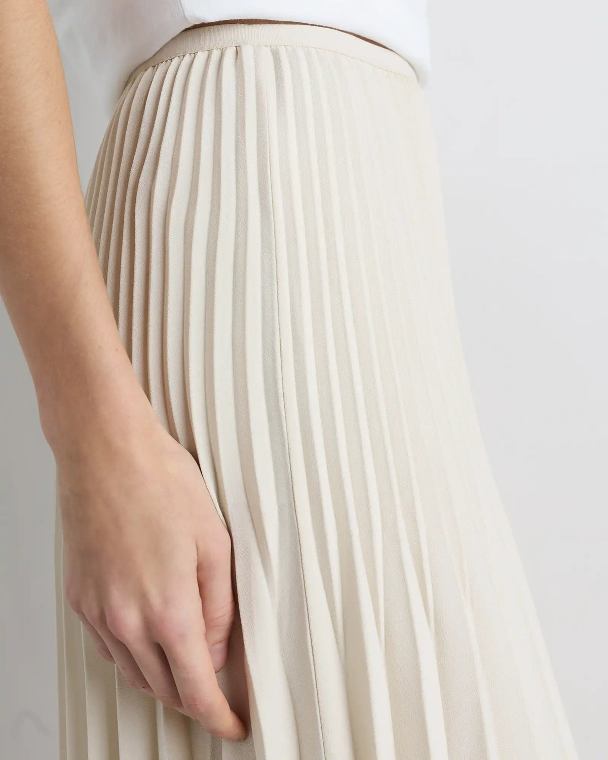 Pleated Matte Midi Skirt