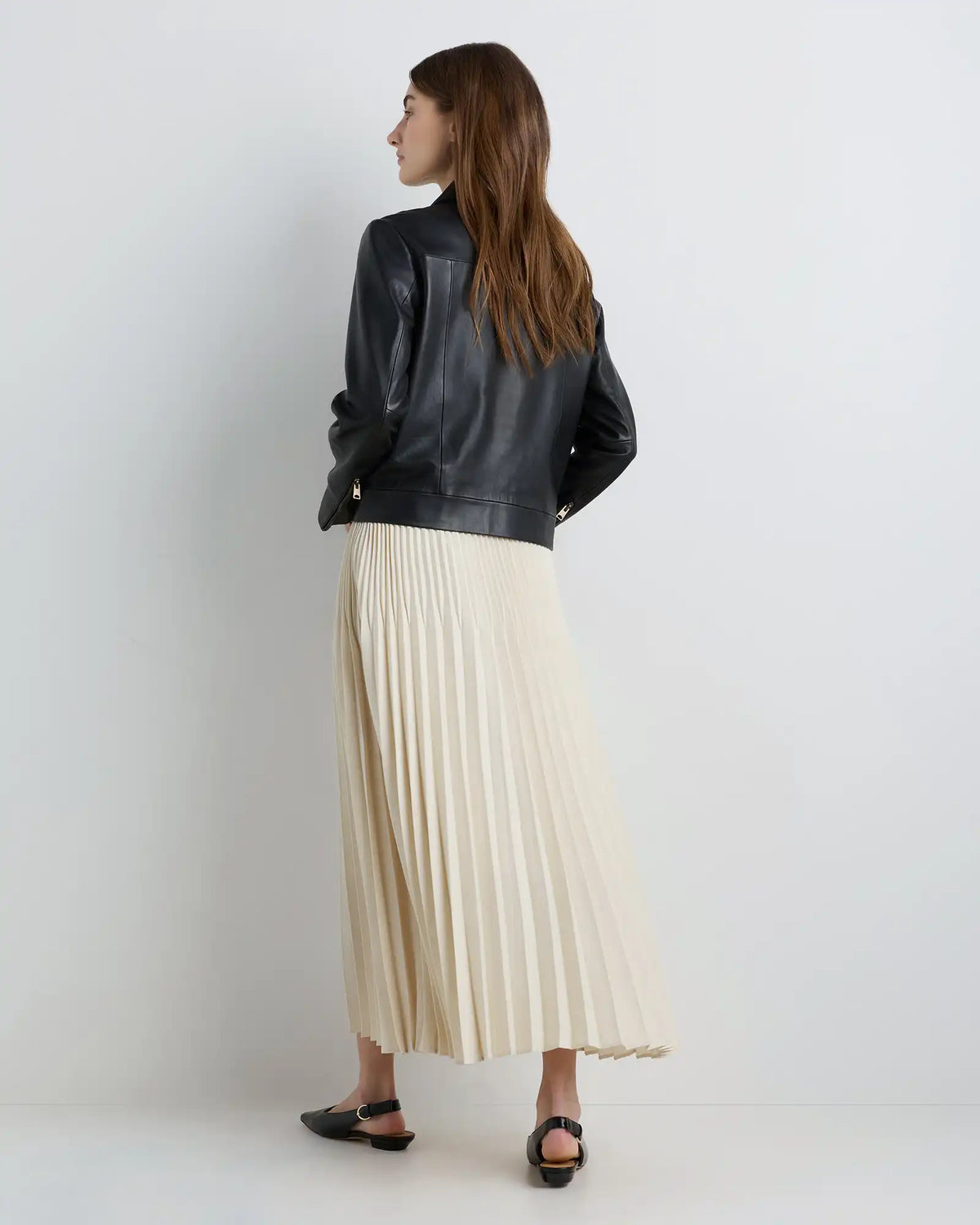 Pleated Matte Midi Skirt