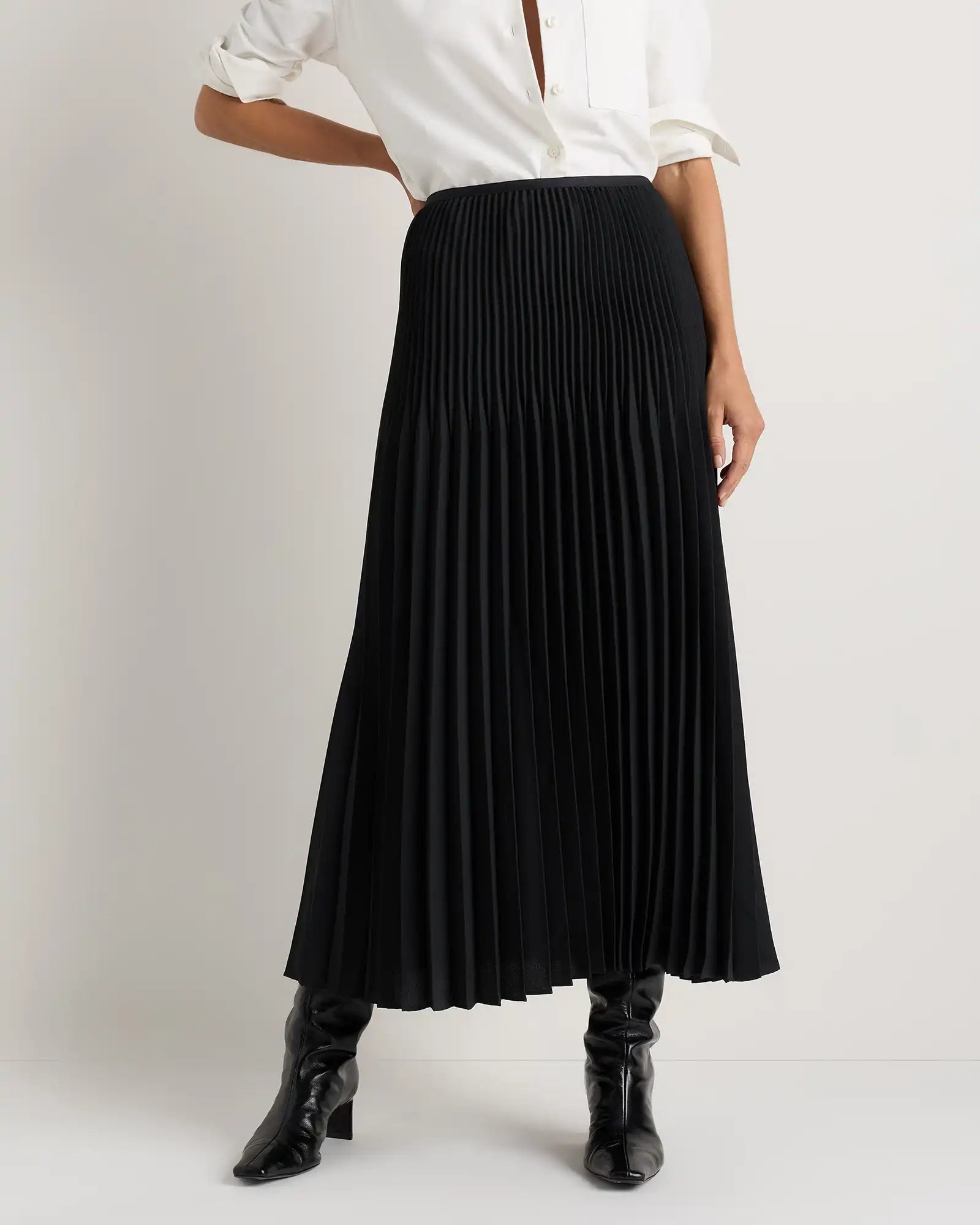 Pleated Matte Midi Skirt