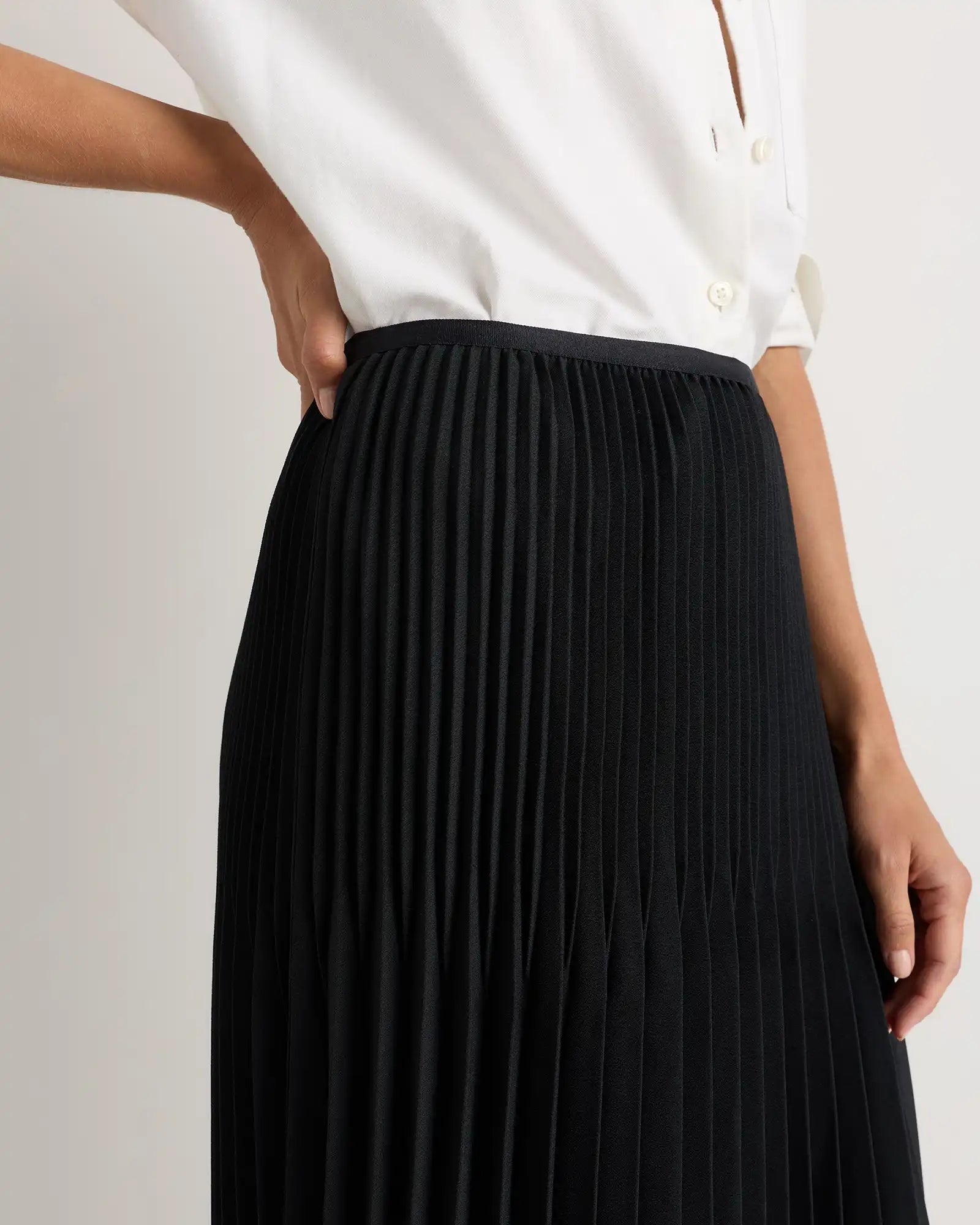 Pleated Matte Midi Skirt
