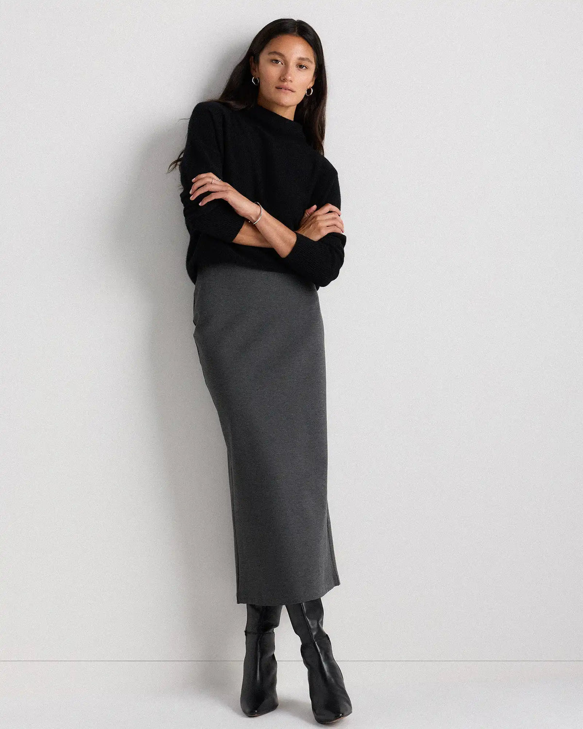 Ultra-Stretch Ponte Maxi Pencil Skirt