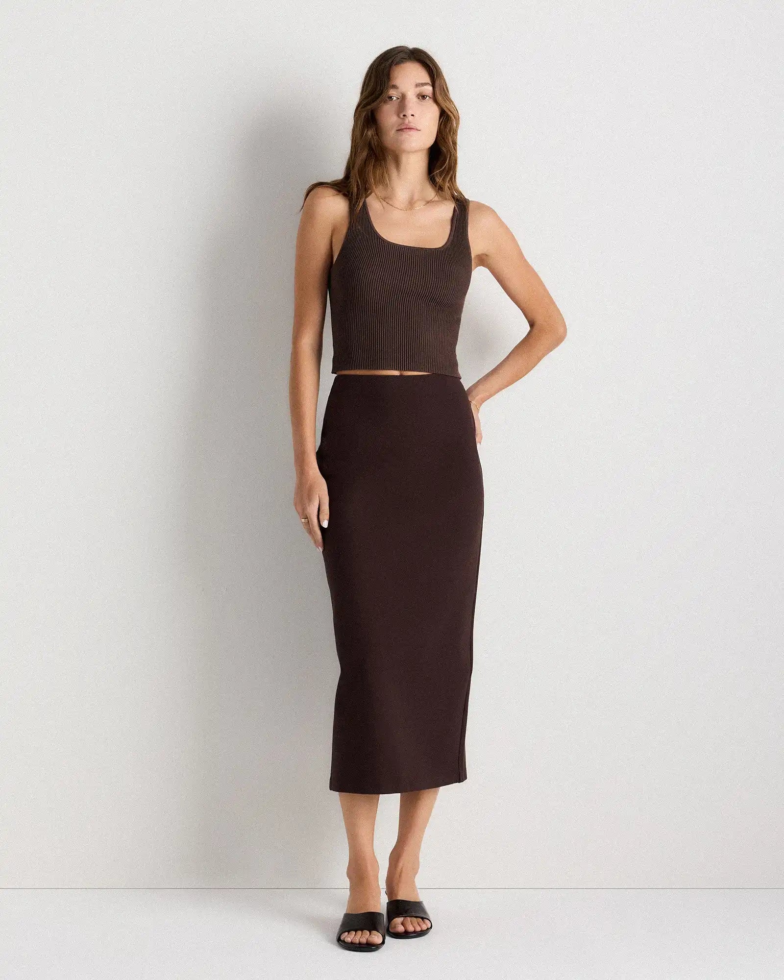 Ultra-Stretch Ponte Maxi Pencil Skirt