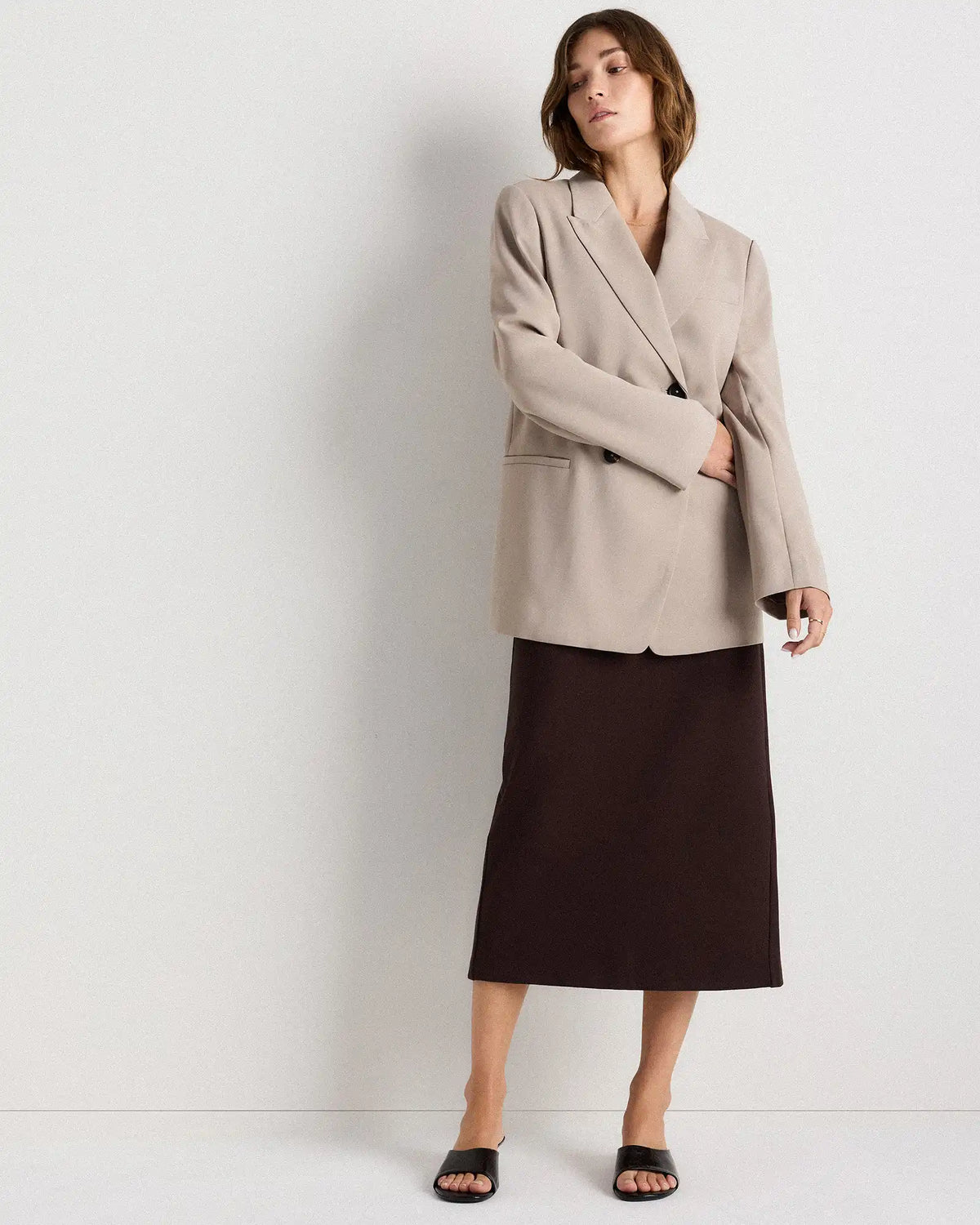 Ultra-Stretch Ponte Maxi Pencil Skirt