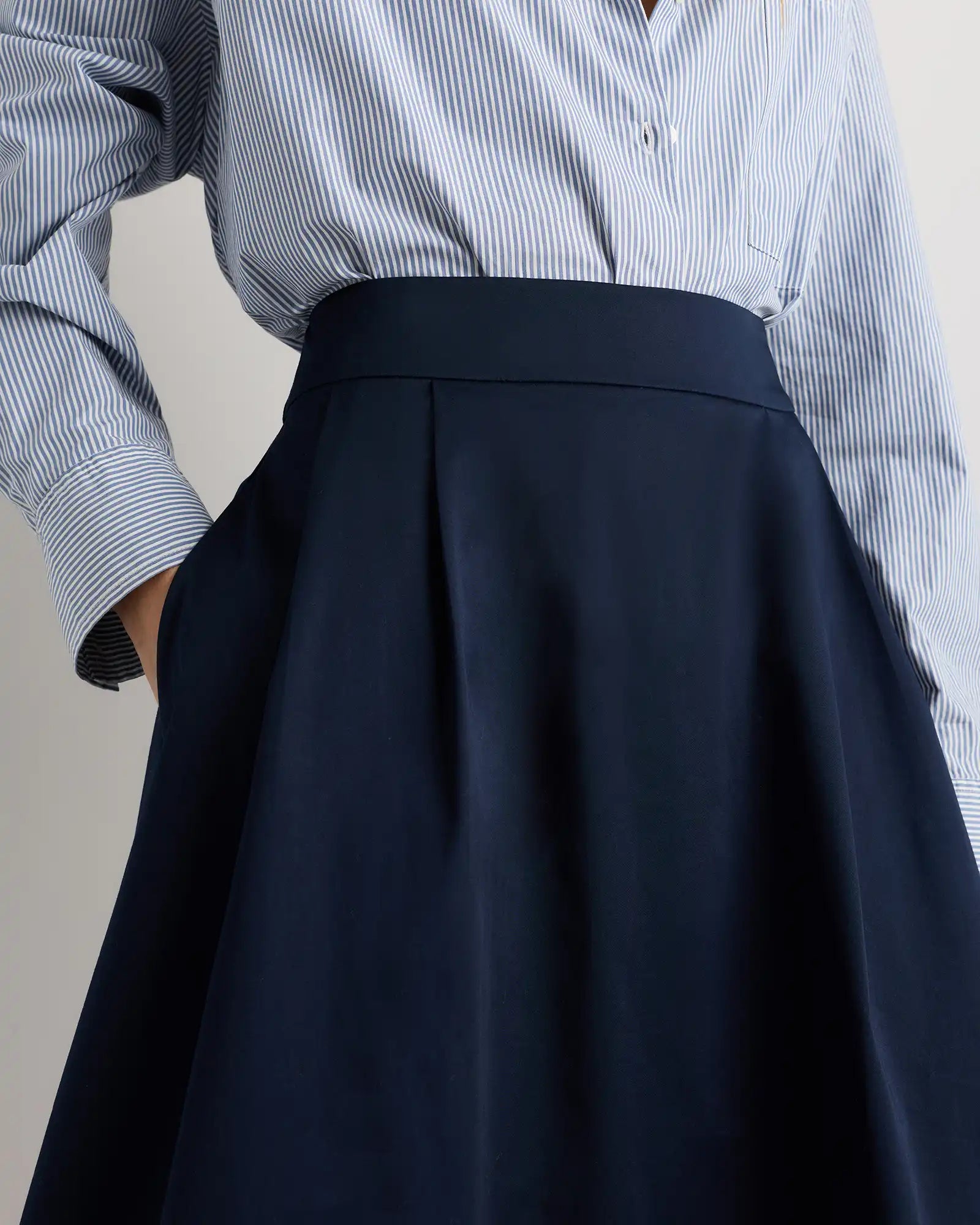 Organic Cotton Sateen A-line Midi Skirt