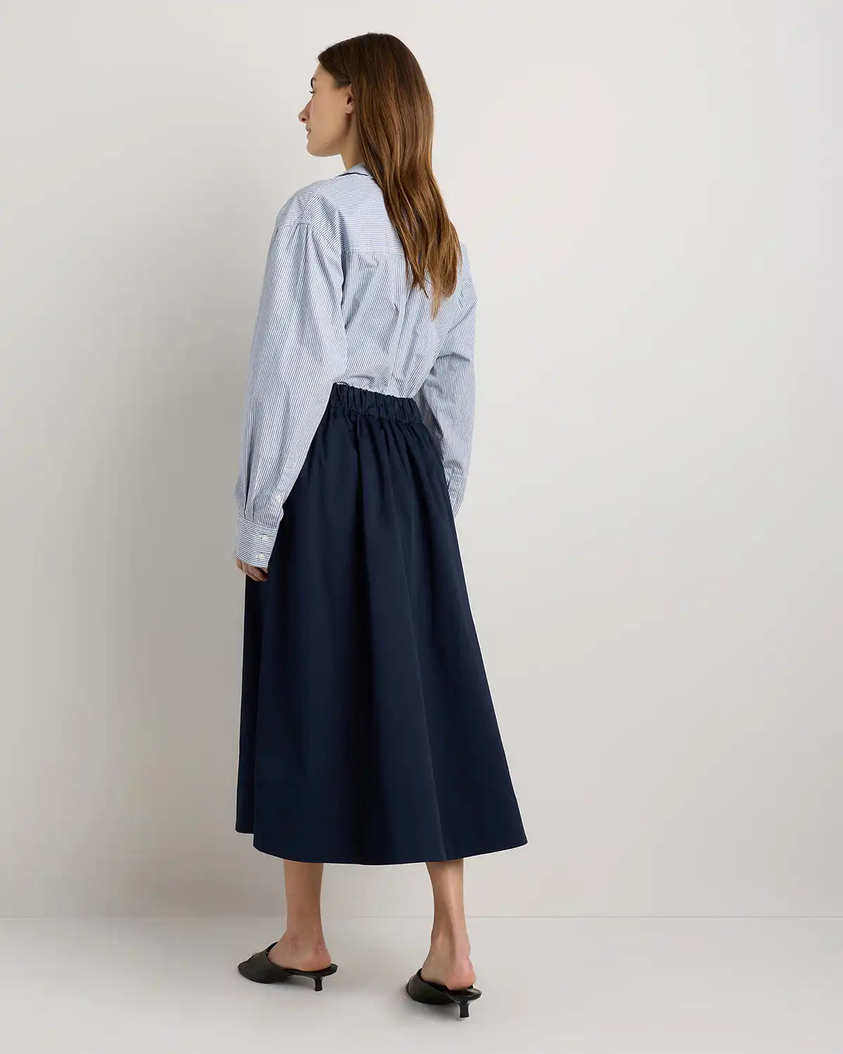 Organic Cotton Sateen A-line Midi Skirt