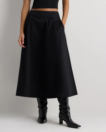Organic Cotton Sateen A-line Midi Skirt