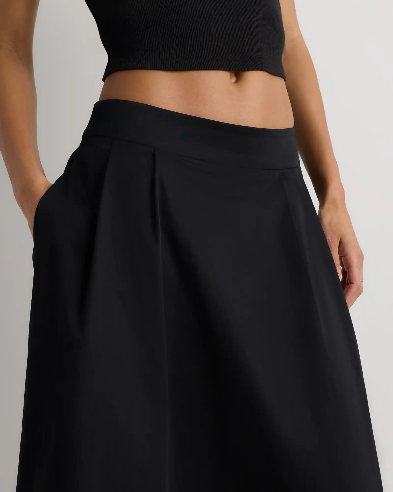 Organic Cotton Sateen A-line Midi Skirt