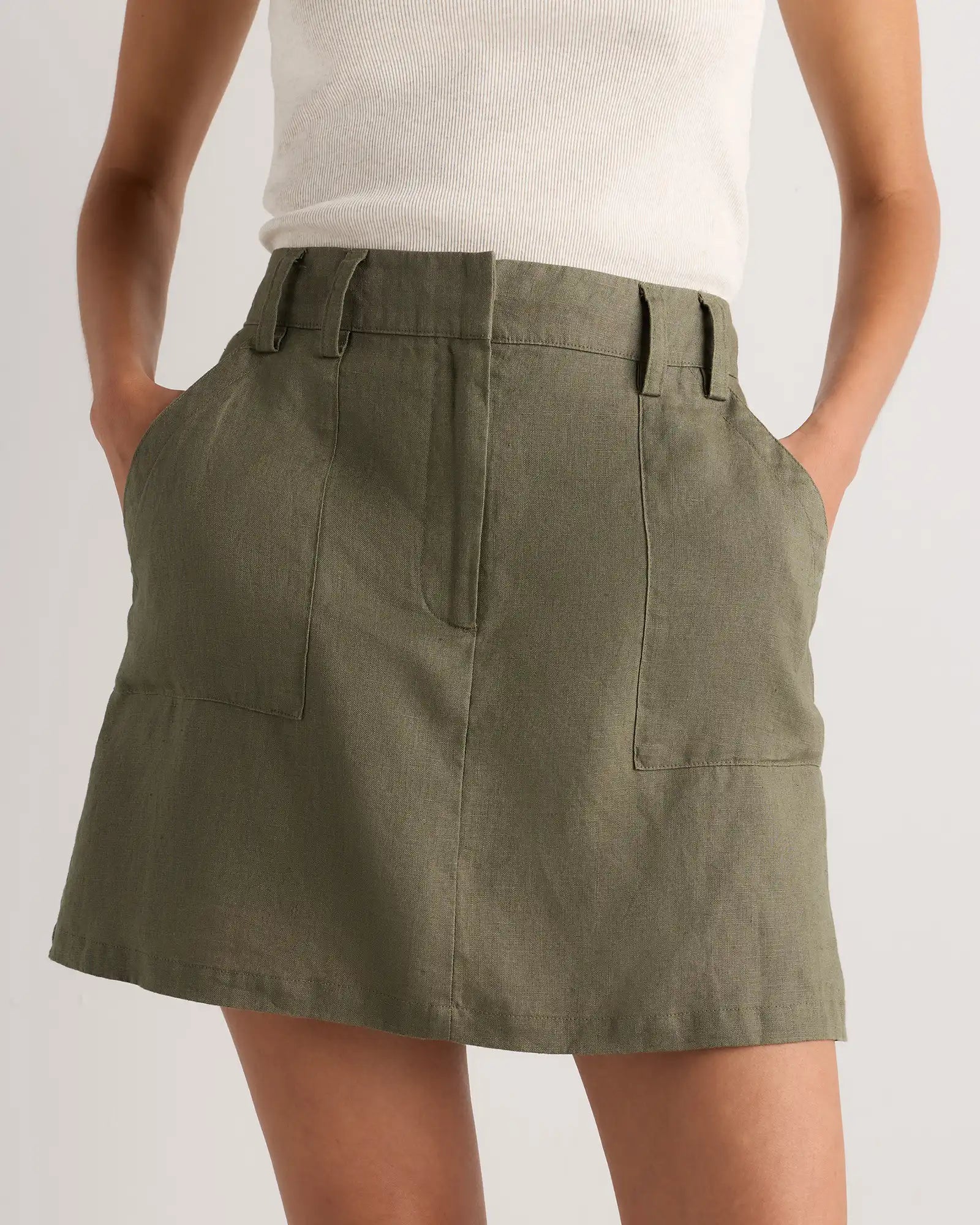 100% European Linen Utility Skort