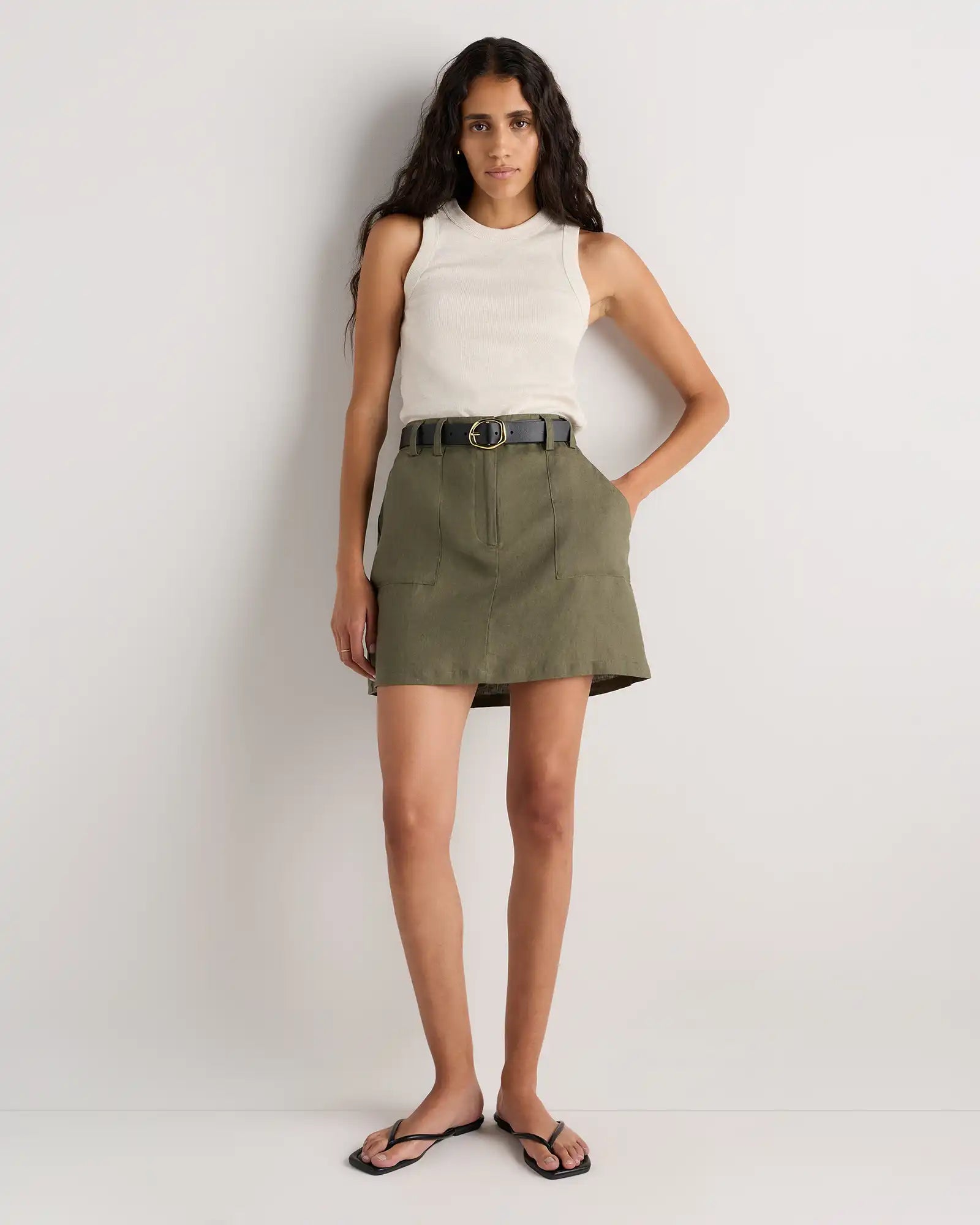 100% European Linen Utility Skort