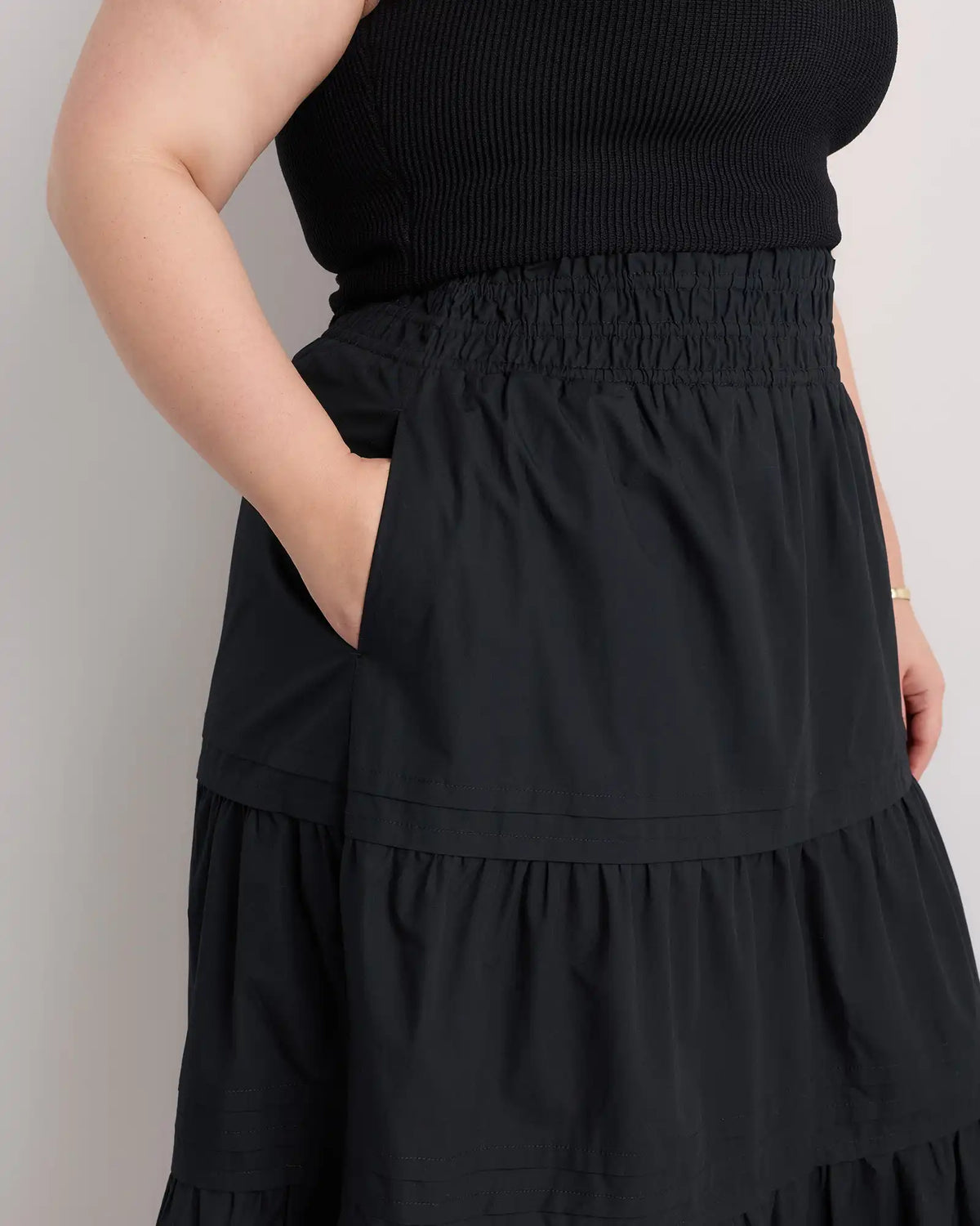 100% Organic Cotton Poplin Tiered Maxi Skirt