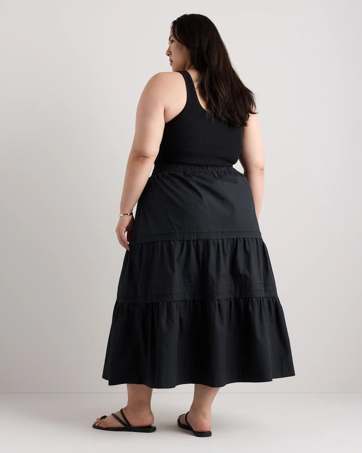 100% Organic Cotton Poplin Tiered Maxi Skirt