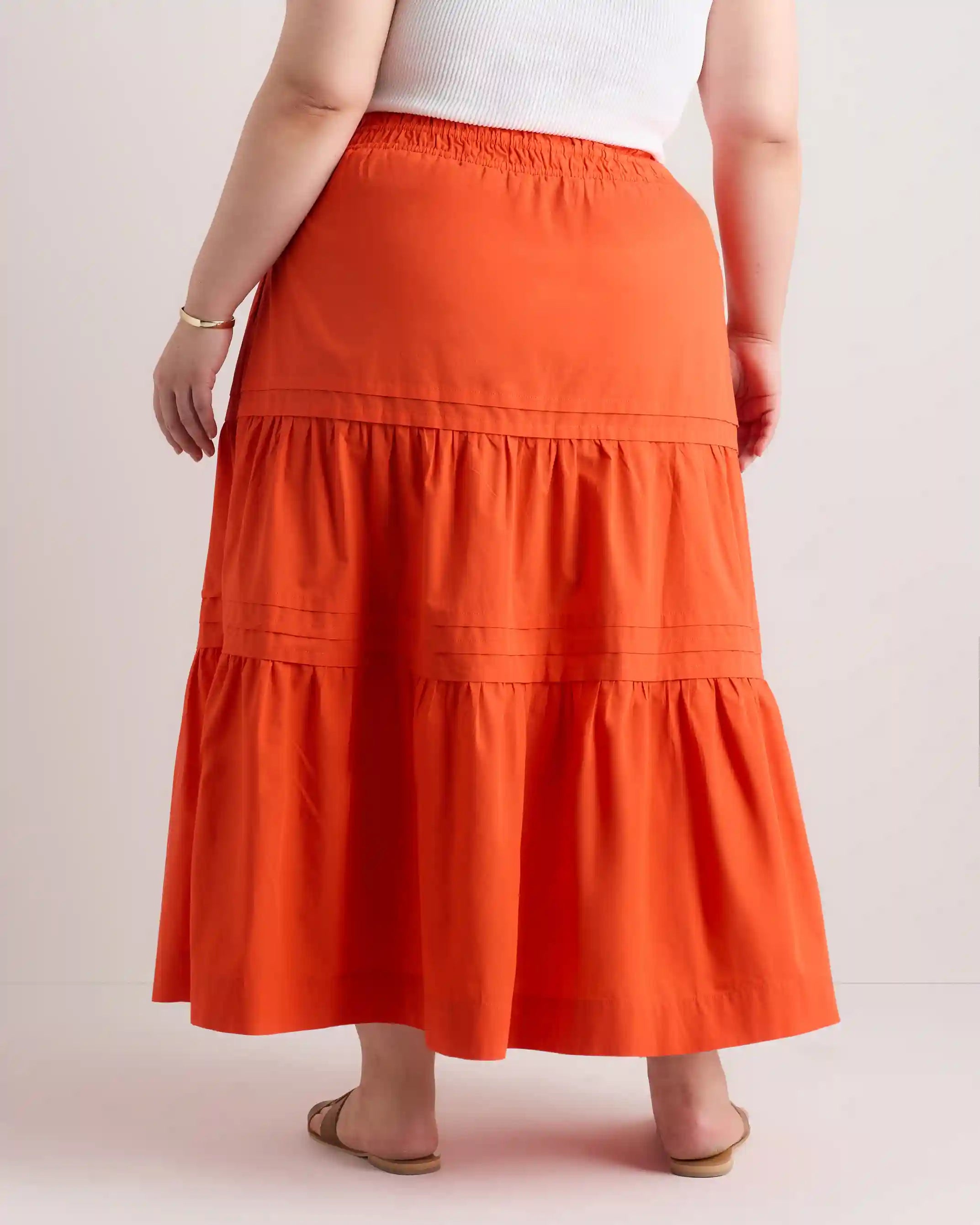 100% Organic Cotton Poplin Tiered Maxi Skirt