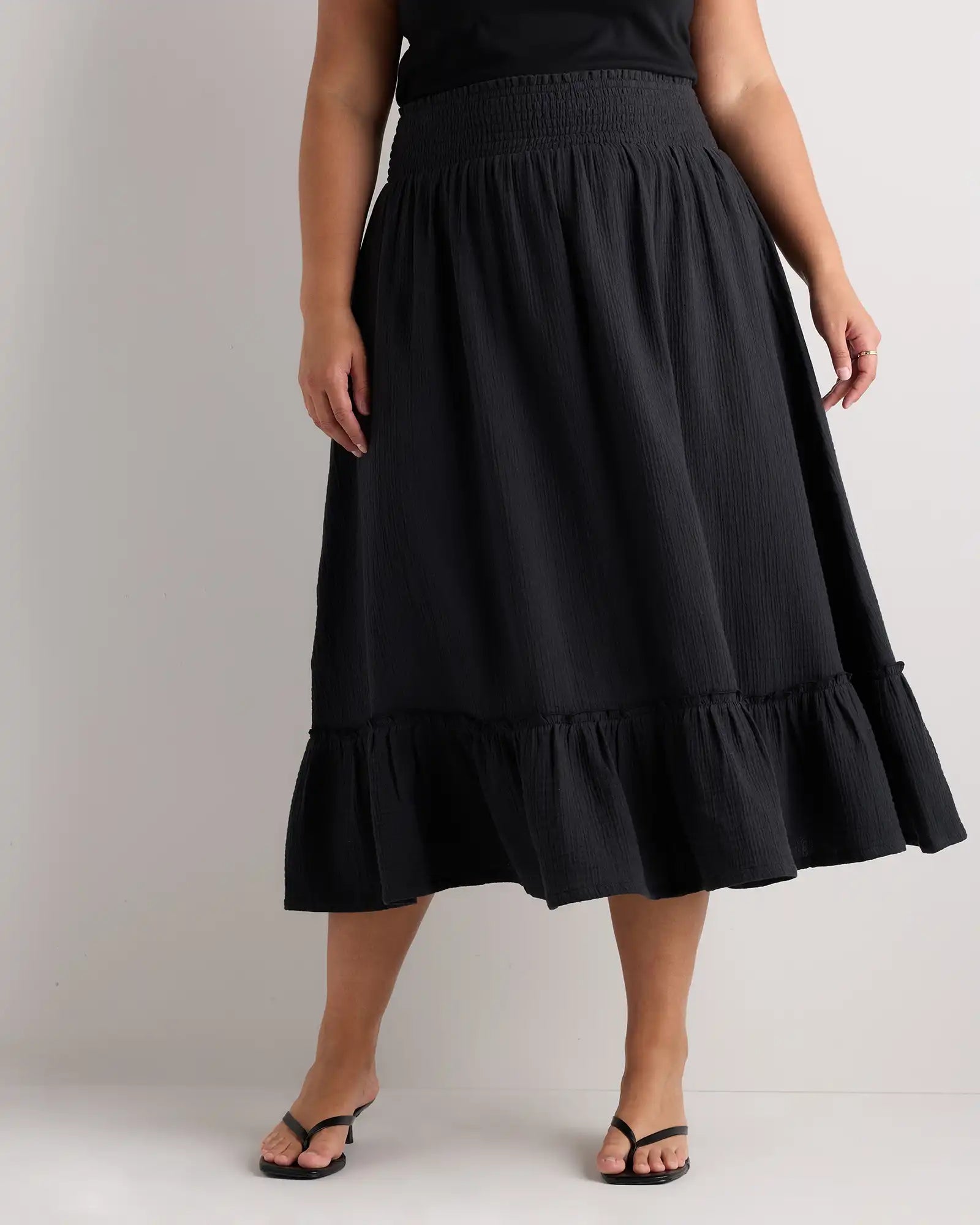 100% Organic Cotton Gauze Smocked Maxi Skirt