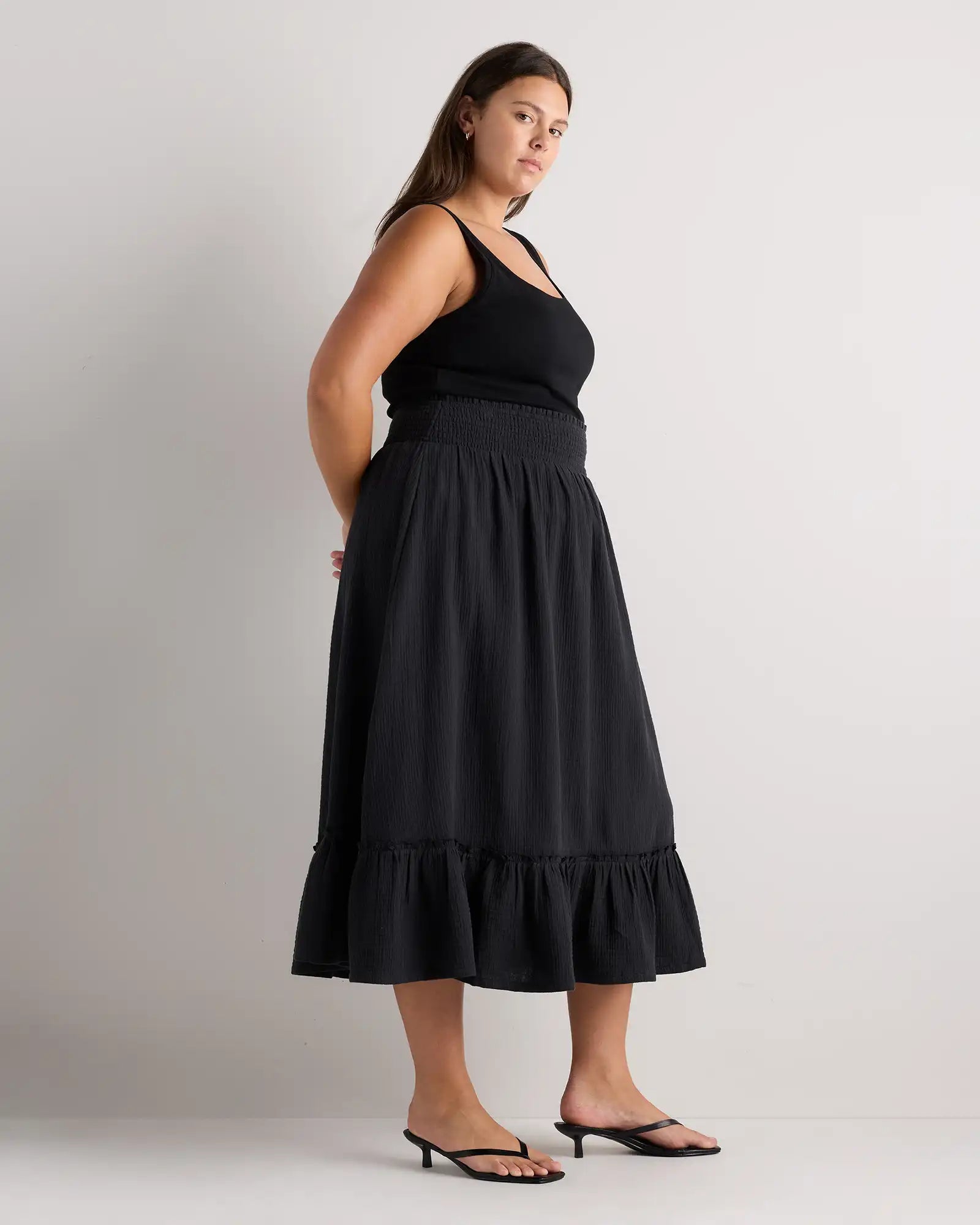 100% Organic Cotton Gauze Smocked Maxi Skirt