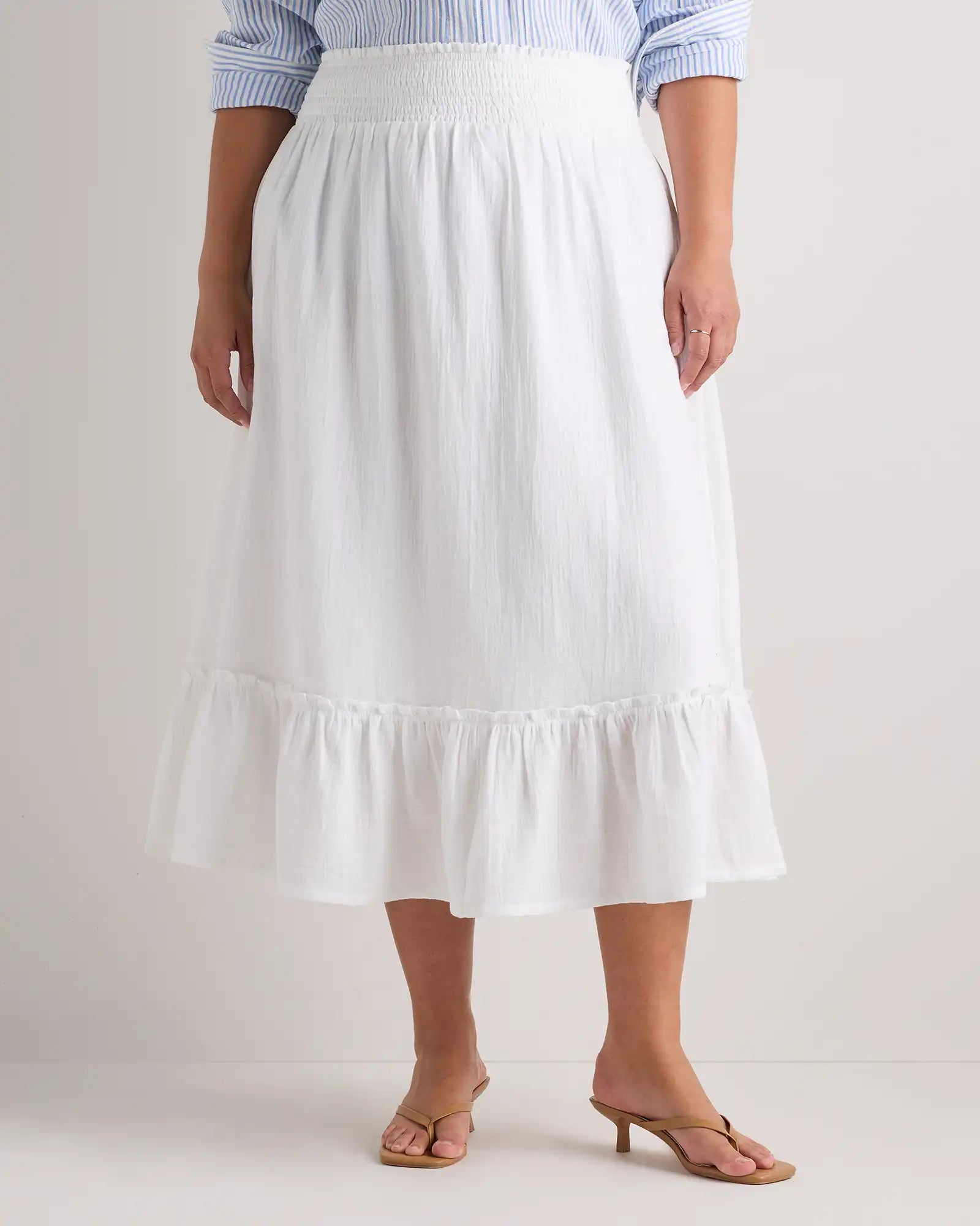 100% Organic Cotton Gauze Smocked Maxi Skirt