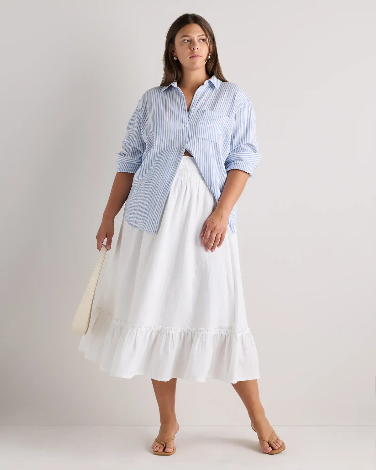 100% Organic Cotton Gauze Smocked Maxi Skirt