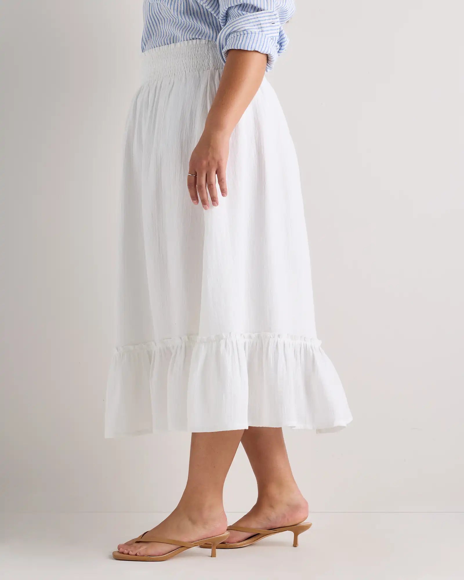 100% Organic Cotton Gauze Smocked Maxi Skirt