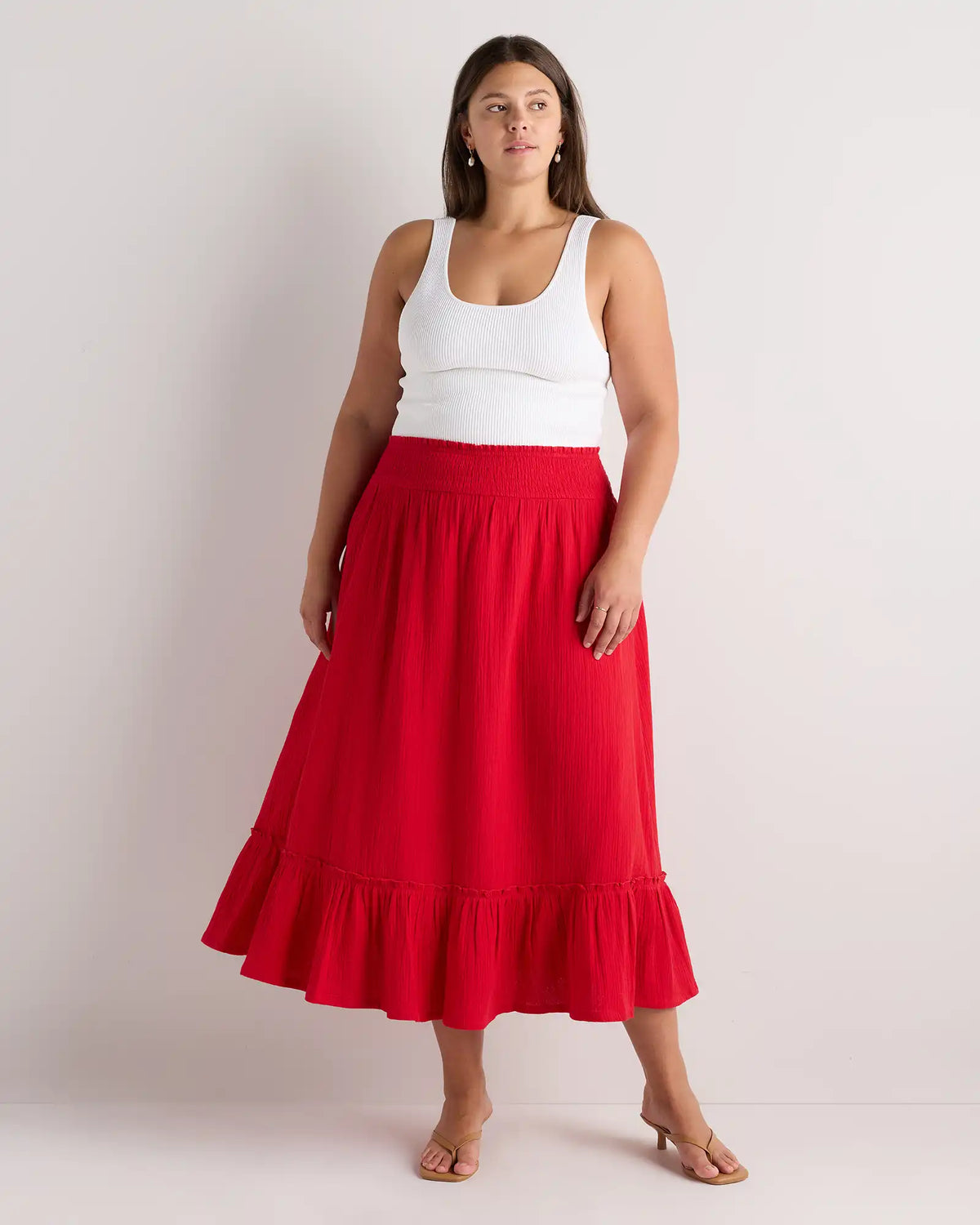 100% Organic Cotton Gauze Smocked Maxi Skirt