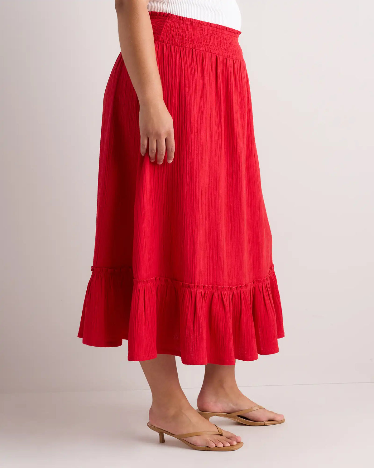 100% Organic Cotton Gauze Smocked Maxi Skirt