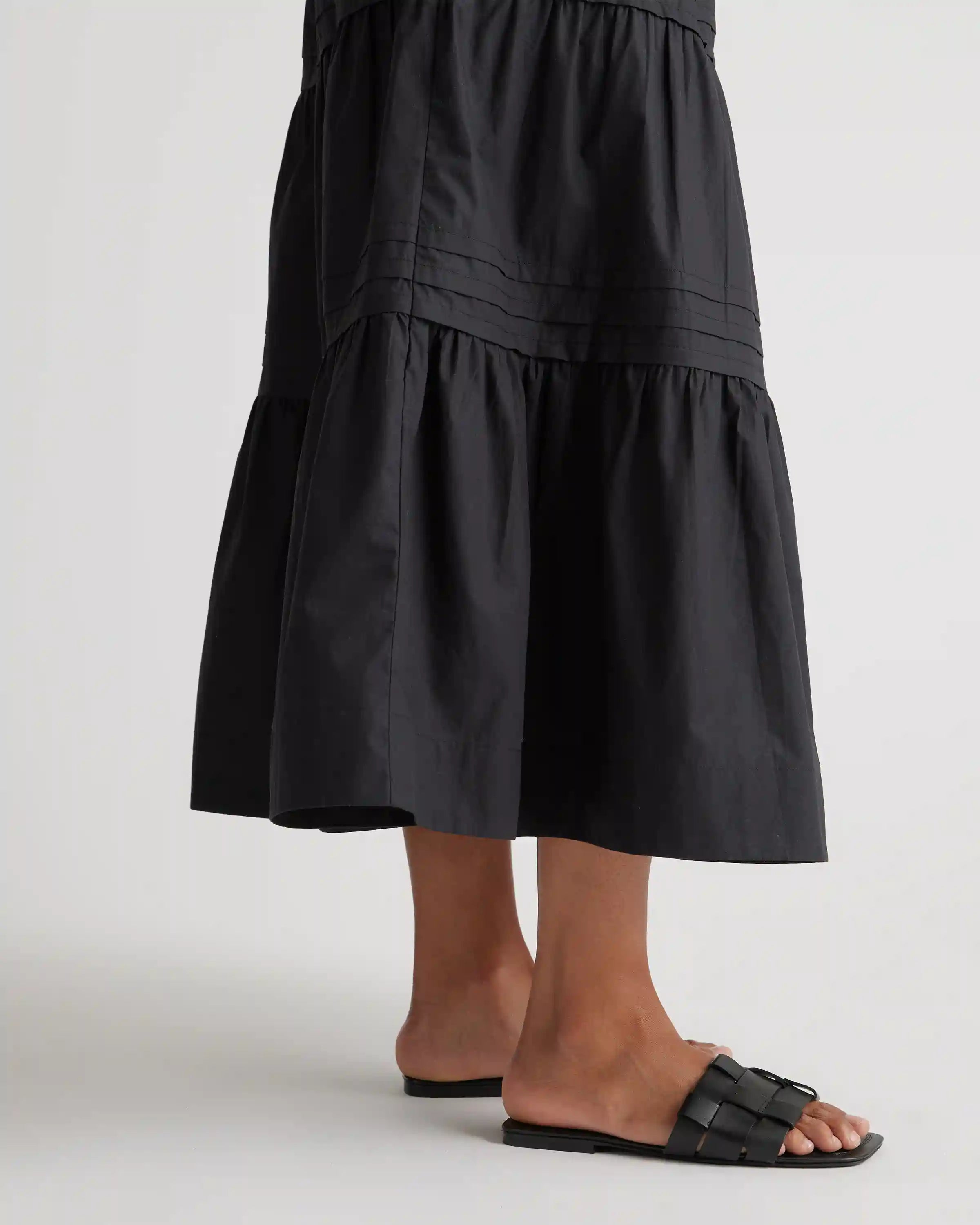 100% Organic Cotton Poplin Tiered Maxi Skirt
