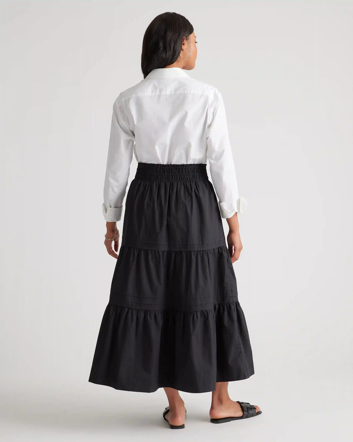 100% Organic Cotton Poplin Tiered Maxi Skirt