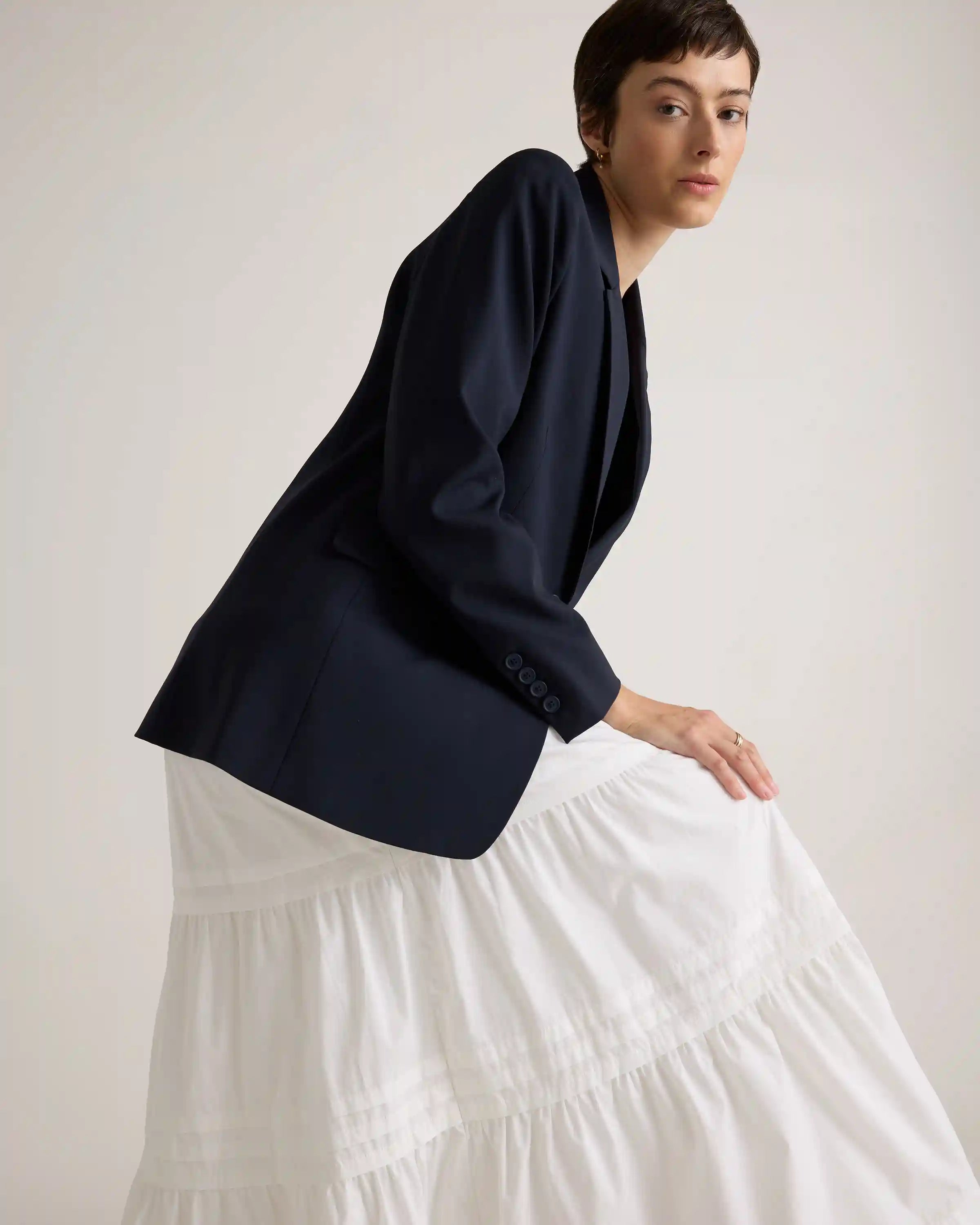100% Organic Cotton Poplin Tiered Maxi Skirt