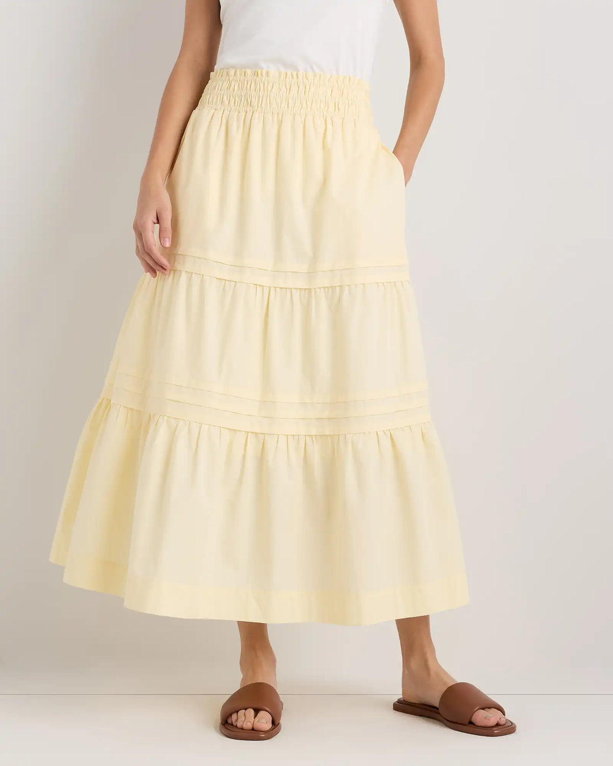 100% Organic Cotton Poplin Tiered Maxi Skirt