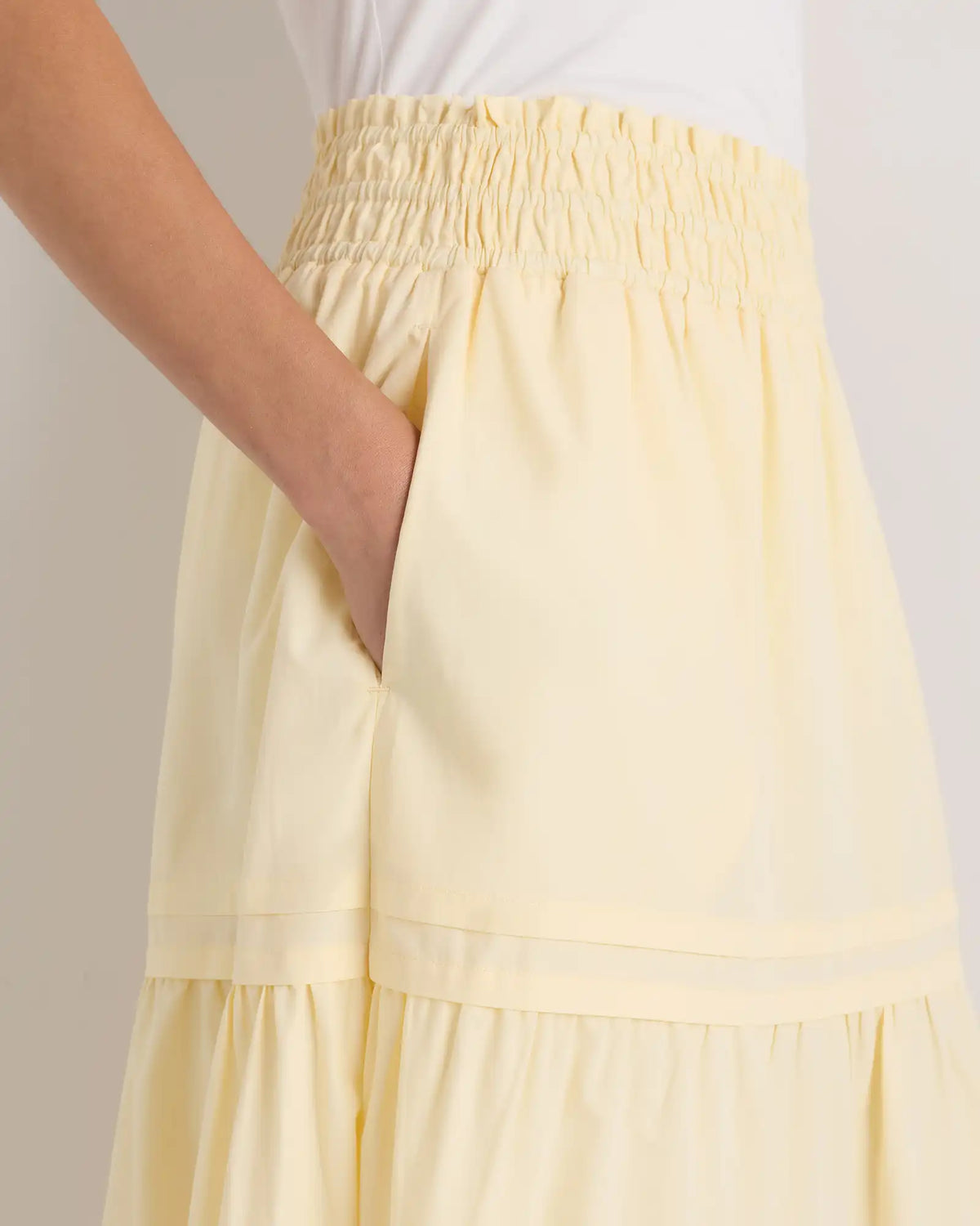 100% Organic Cotton Poplin Tiered Maxi Skirt