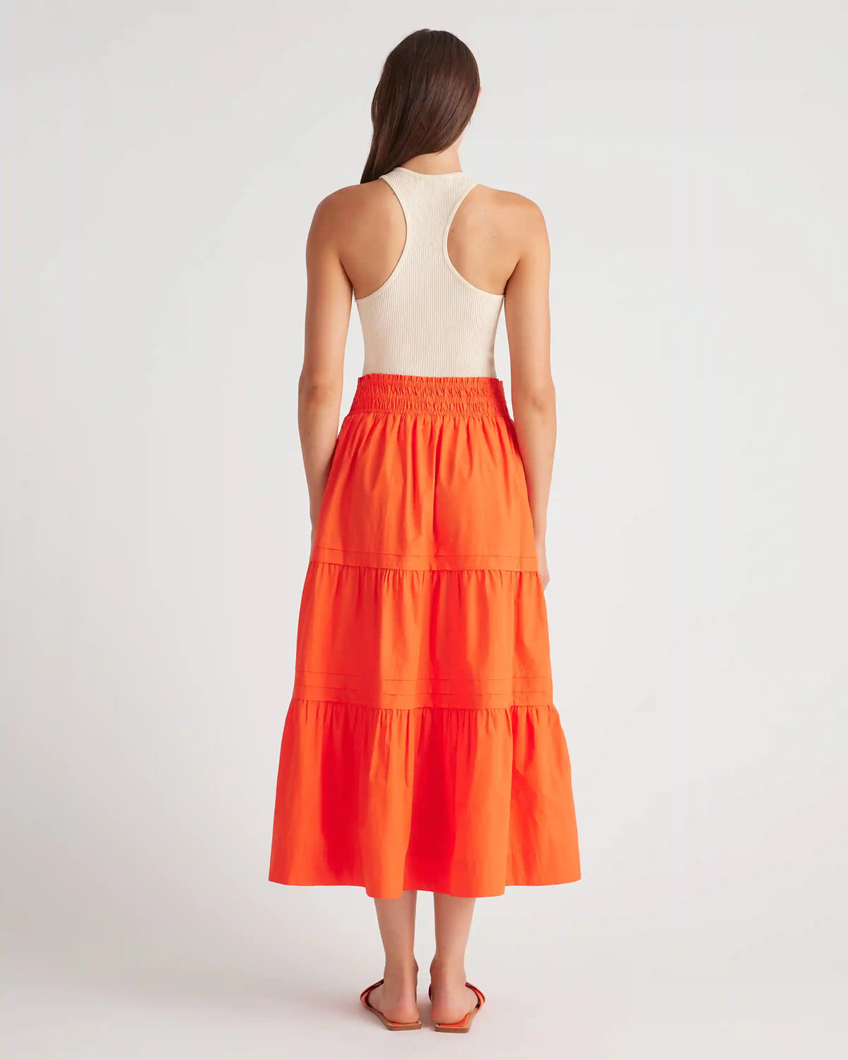 100% Organic Cotton Poplin Tiered Maxi Skirt