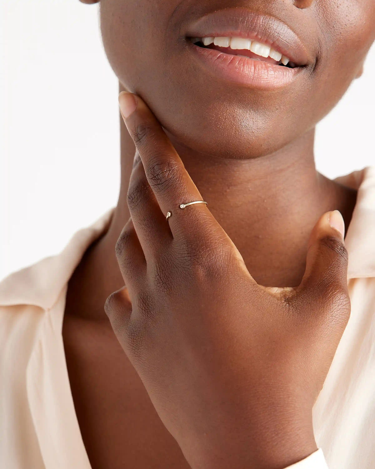 14K Gold Diamond Bezel Open Ring