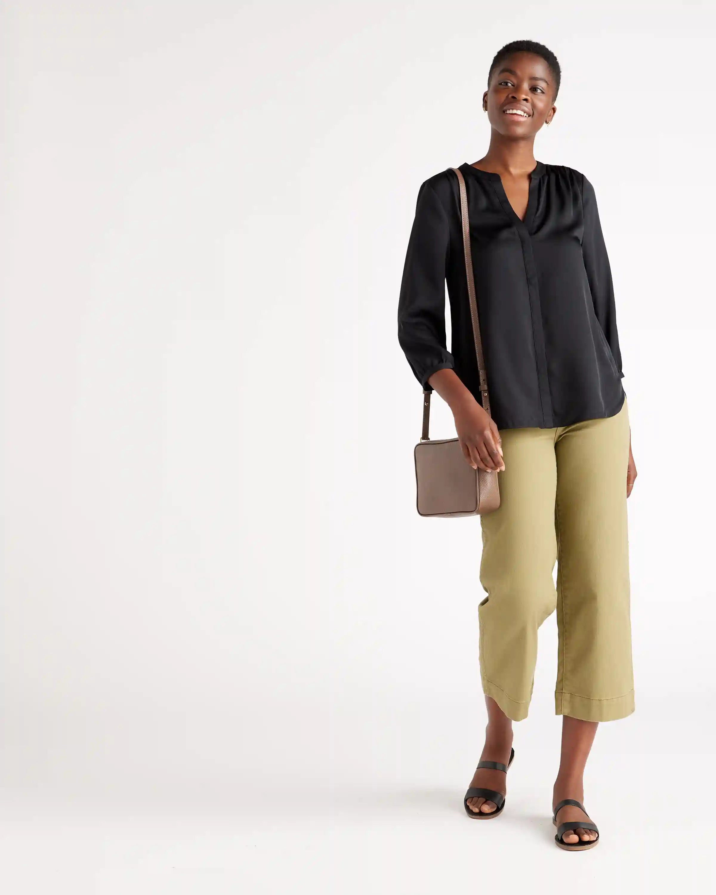 Washable Stretch Silk Pleat Back Blouse