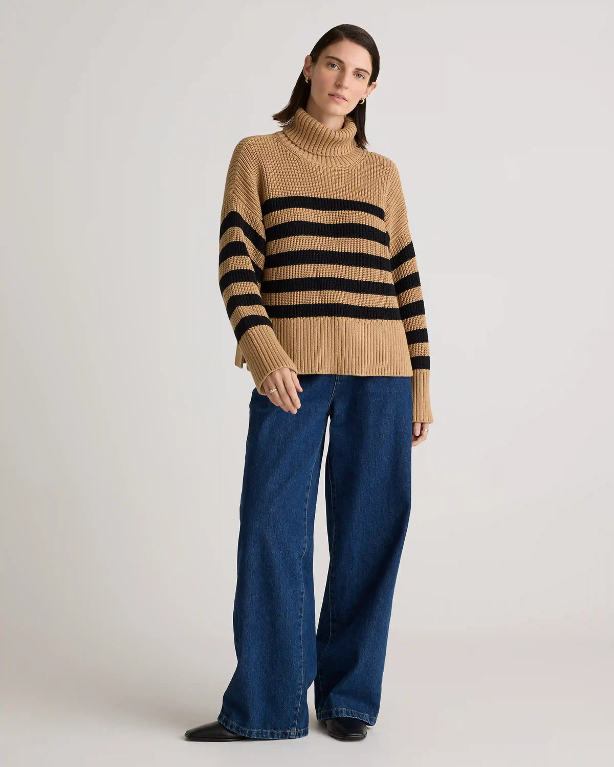 100% Organic Cotton Split Hem Turtleneck Sweater