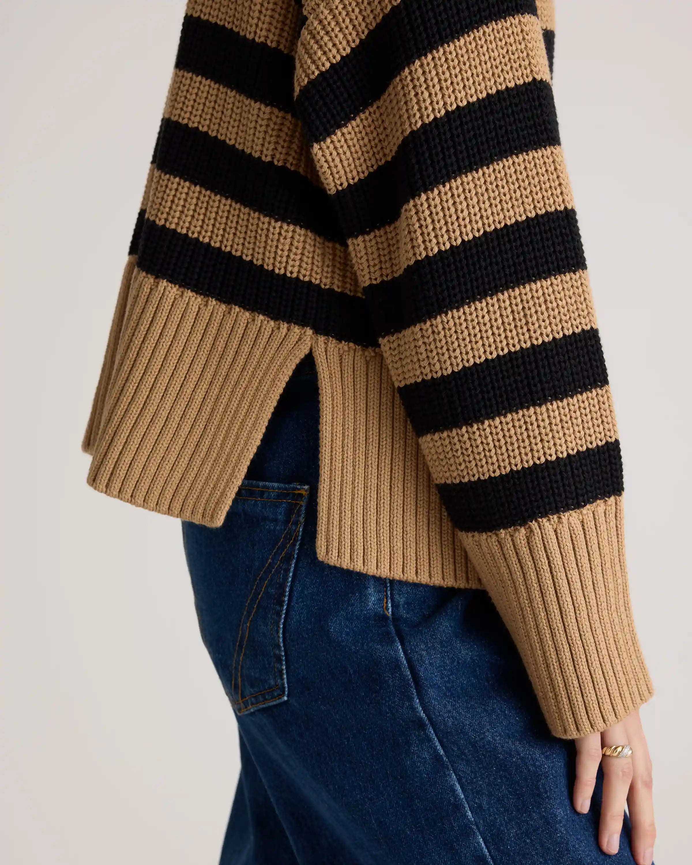 100% Organic Cotton Split Hem Turtleneck Sweater