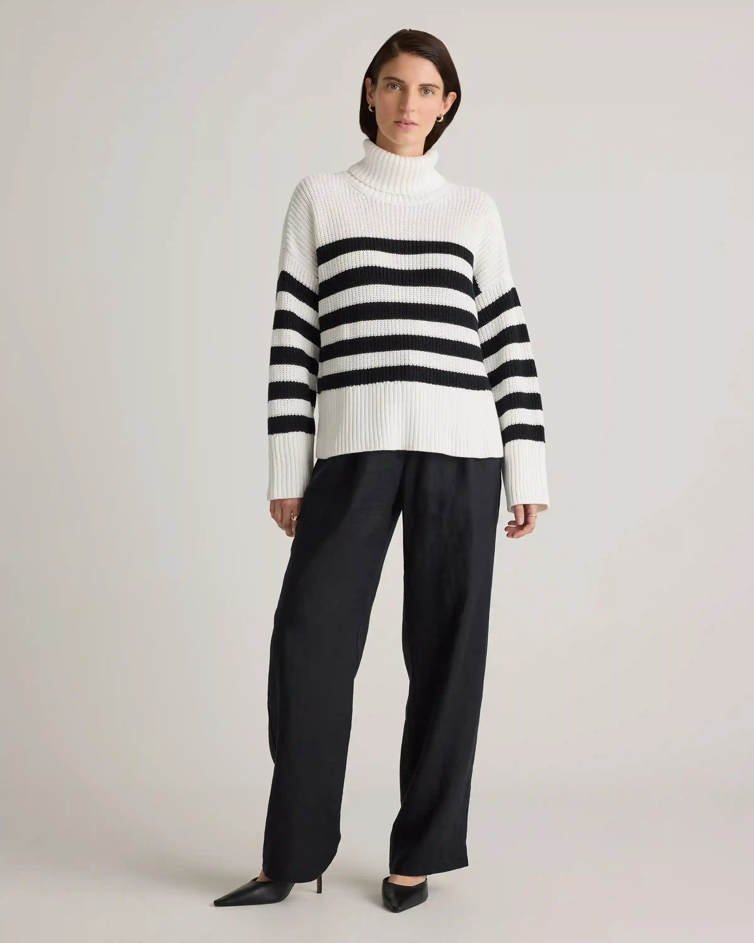 100% Organic Cotton Split Hem Turtleneck Sweater