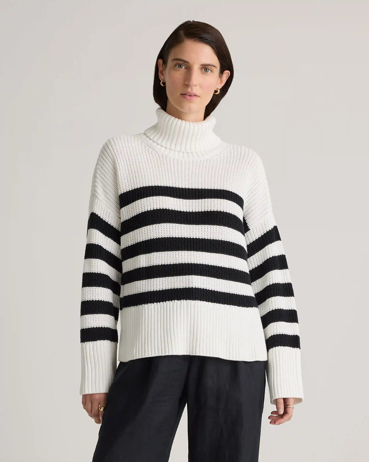 100% Organic Cotton Split Hem Turtleneck Sweater