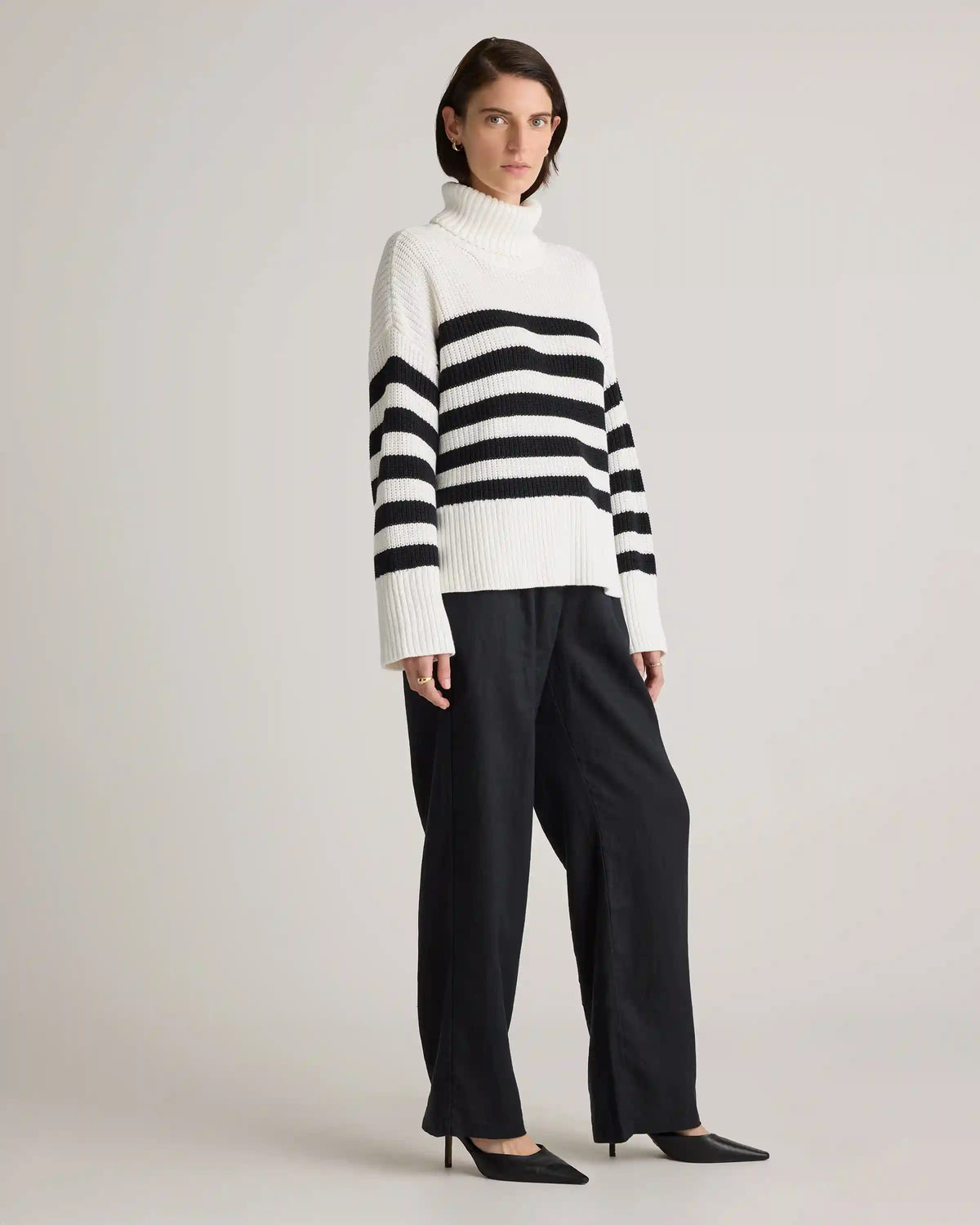 100% Organic Cotton Split Hem Turtleneck Sweater