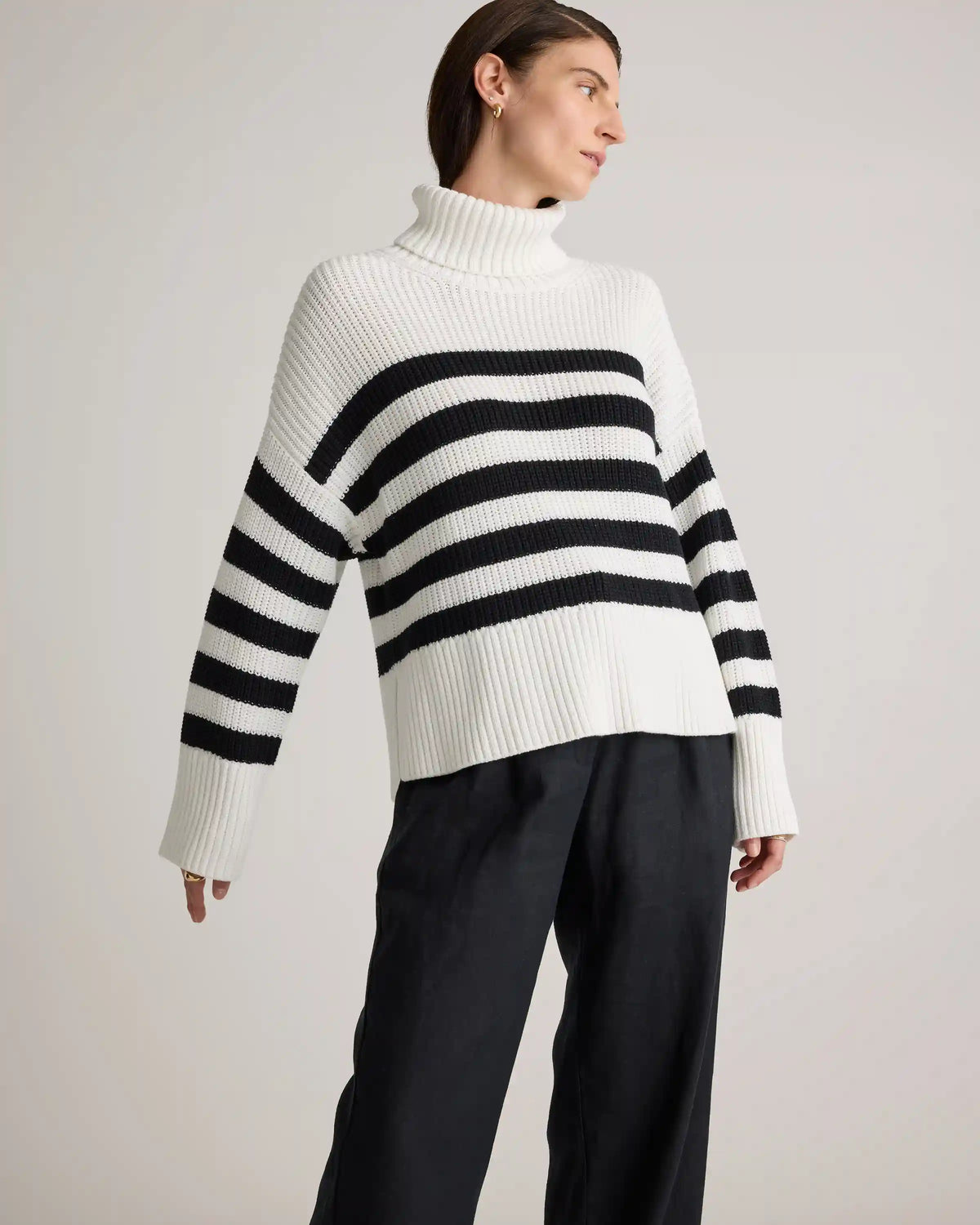 100% Organic Cotton Split Hem Turtleneck Sweater