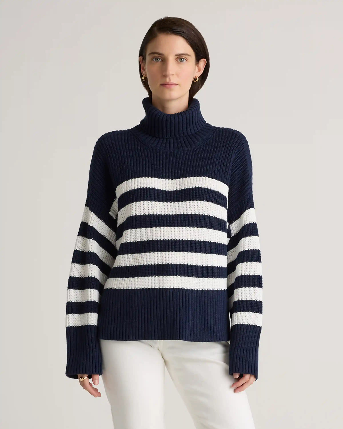 100% Organic Cotton Split Hem Turtleneck Sweater