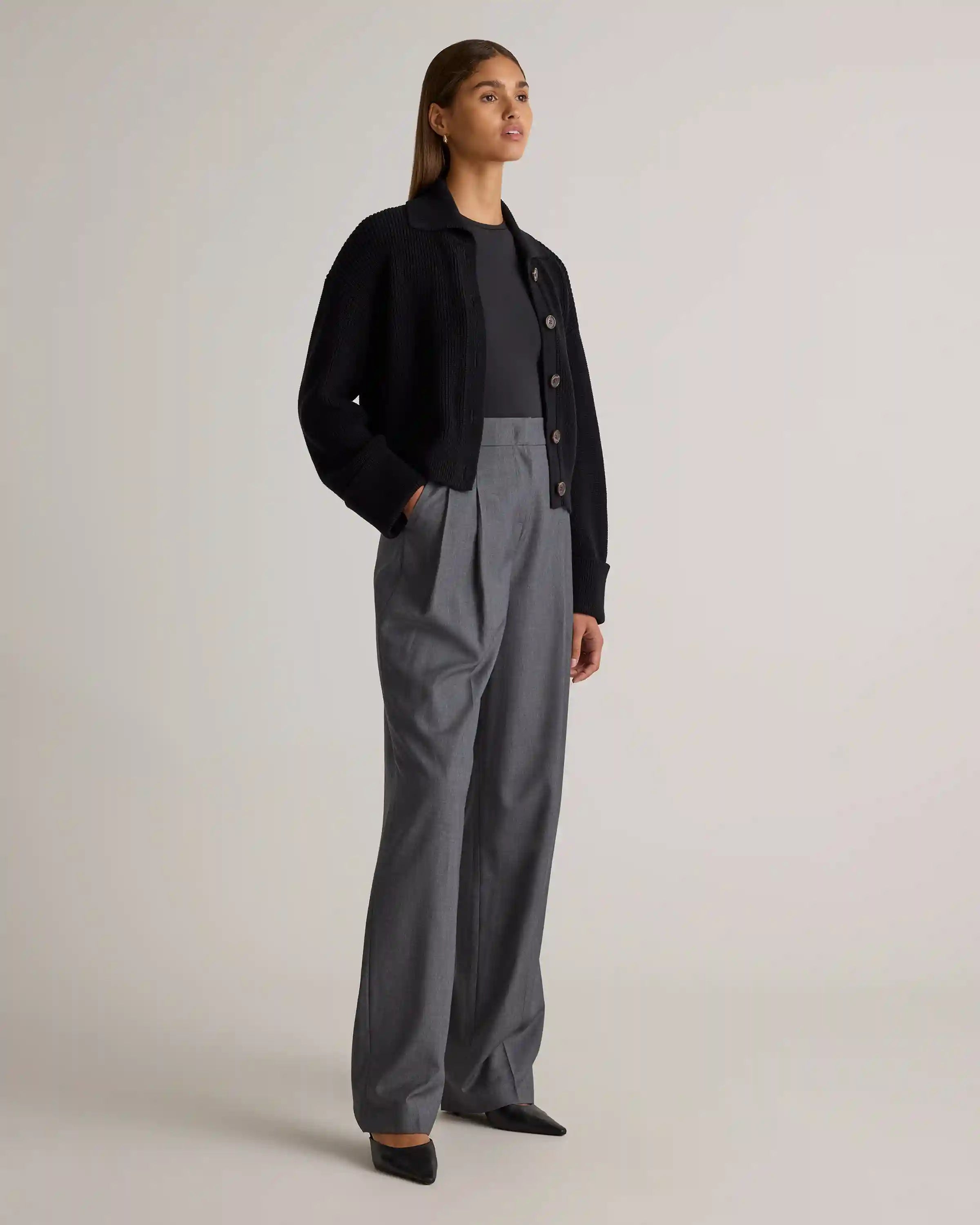 100% Organic Cotton Fisherman Collared Cardigan