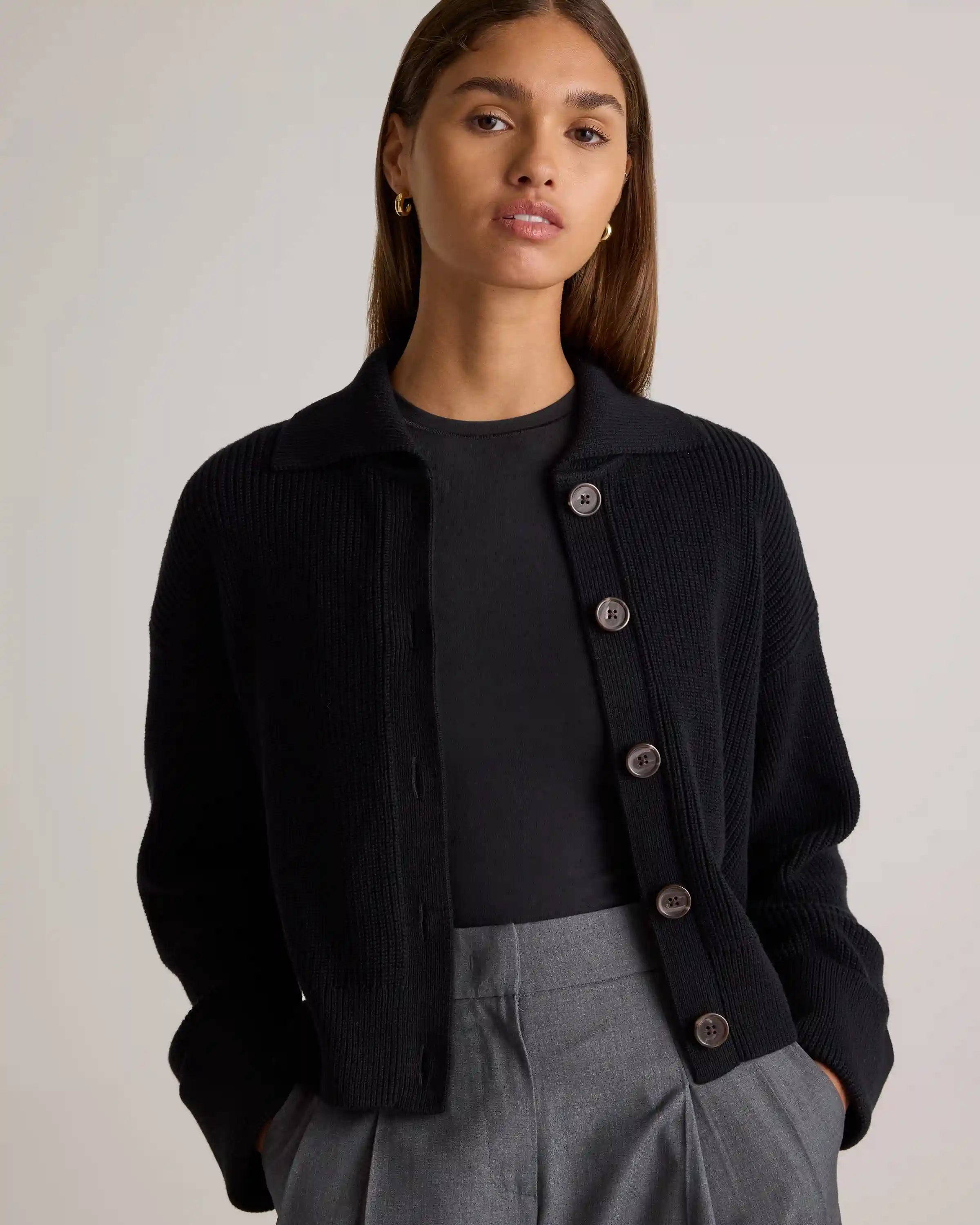 100% Organic Cotton Fisherman Collared Cardigan
