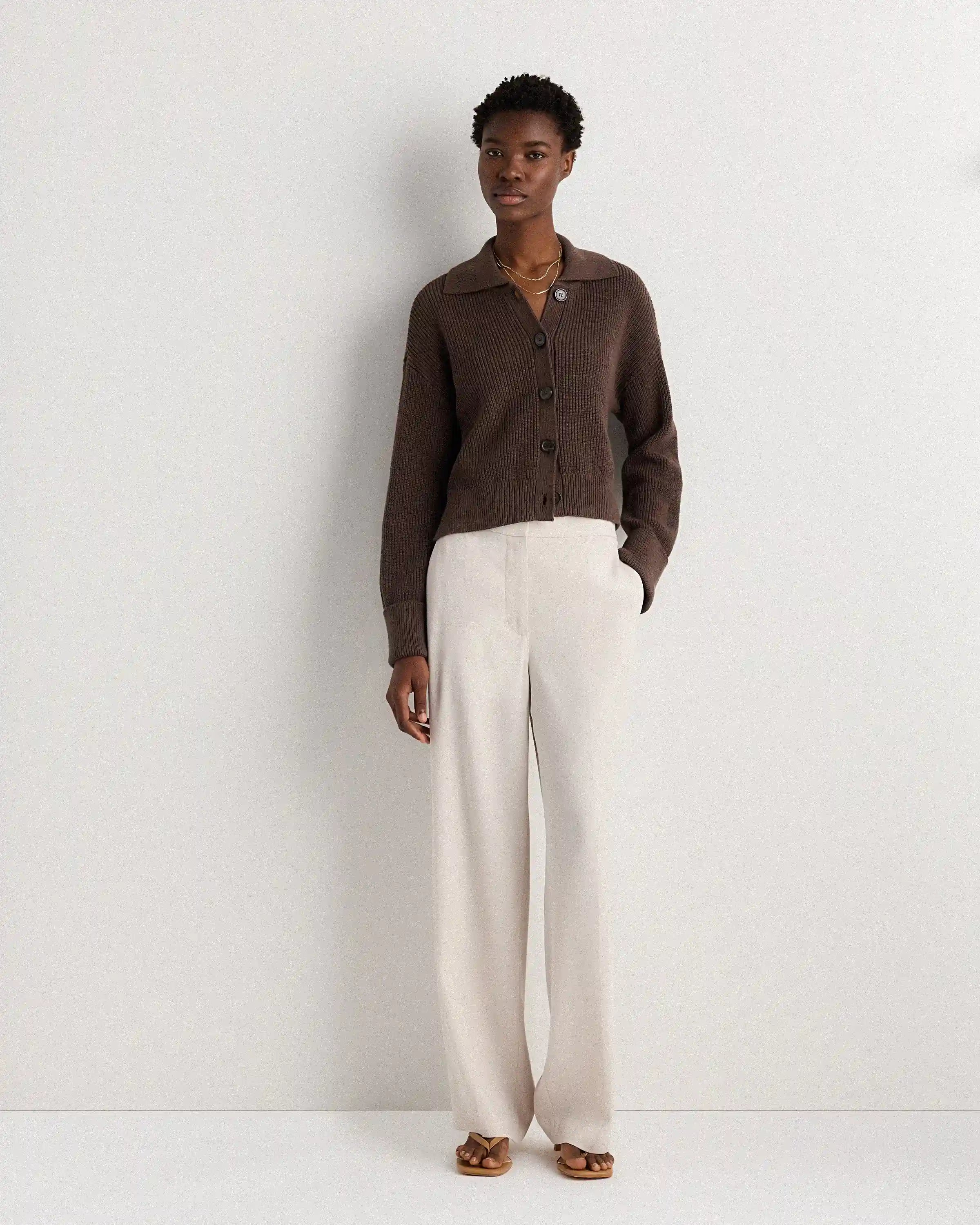 100% Organic Cotton Fisherman Collared Cardigan