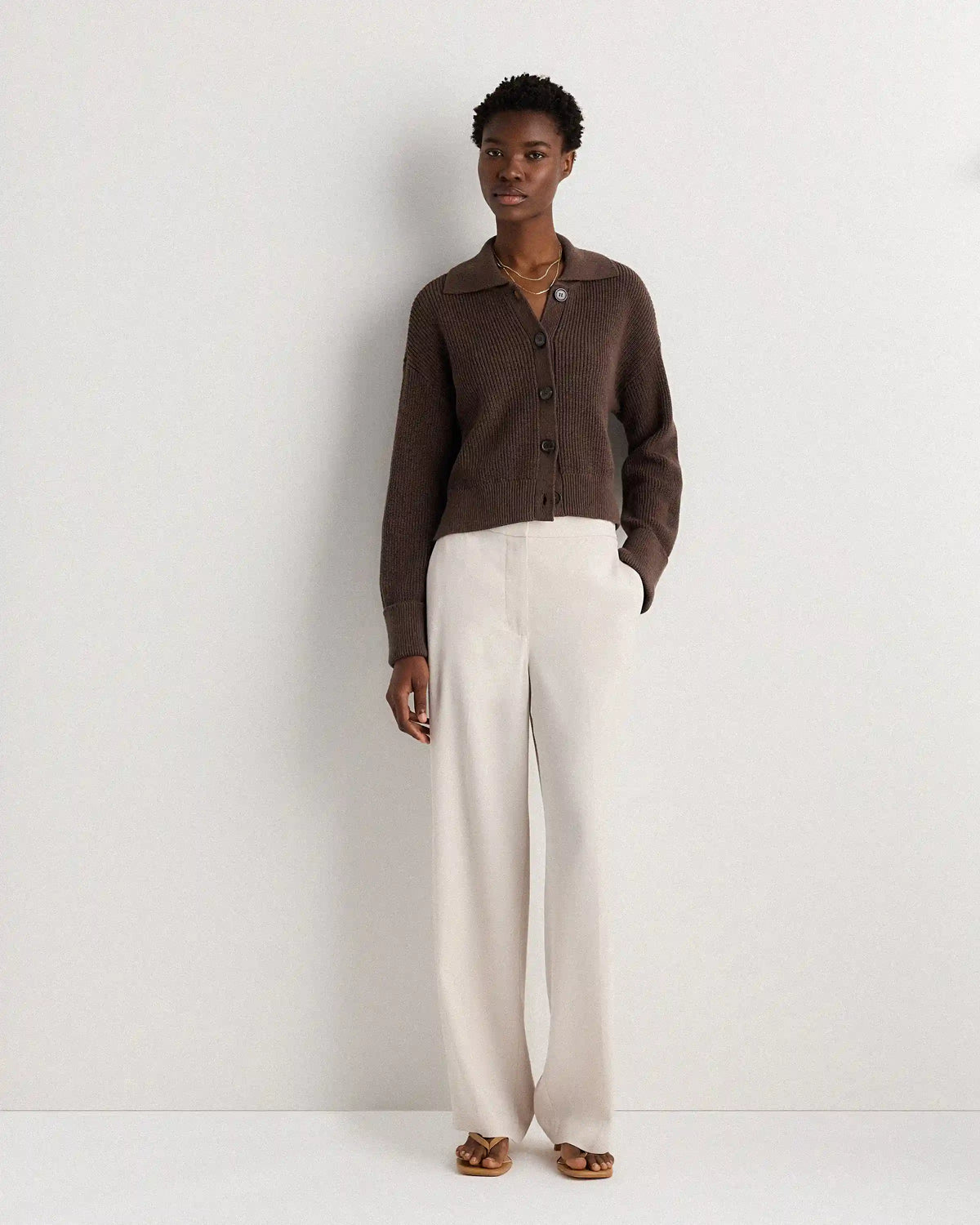 100% Organic Cotton Fisherman Collared Cardigan