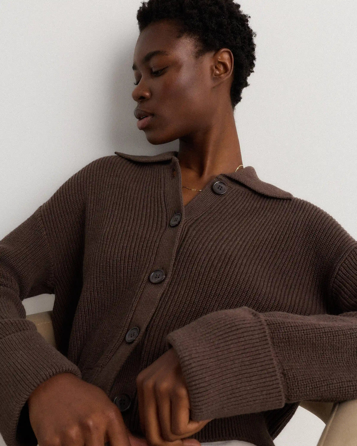 100% Organic Cotton Fisherman Collared Cardigan