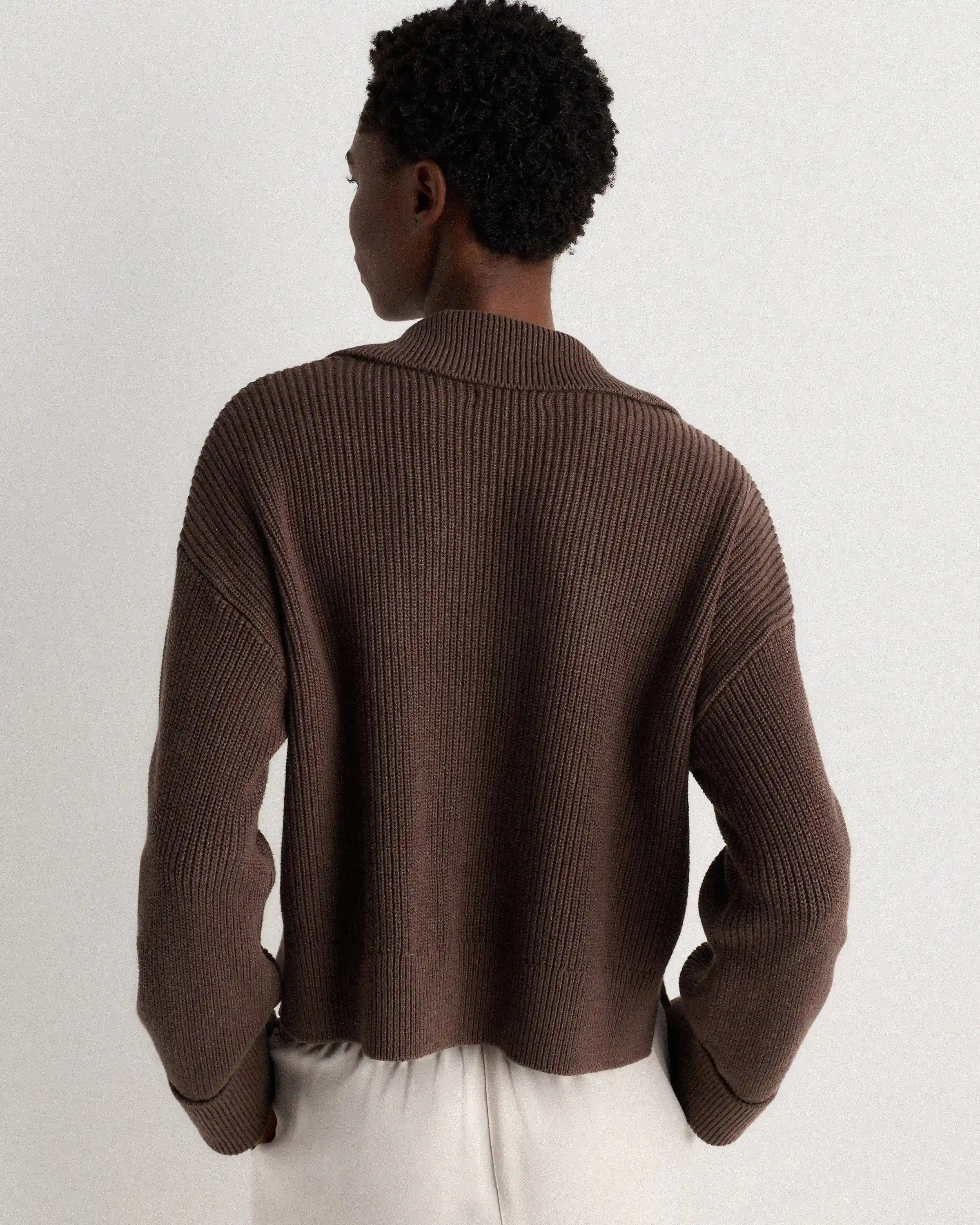 100% Organic Cotton Fisherman Collared Cardigan